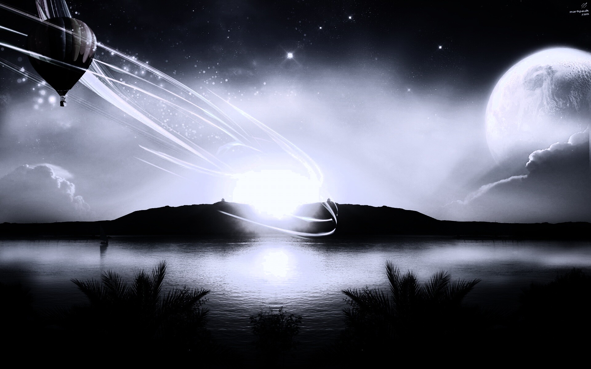 Радужный воздушный шар обои