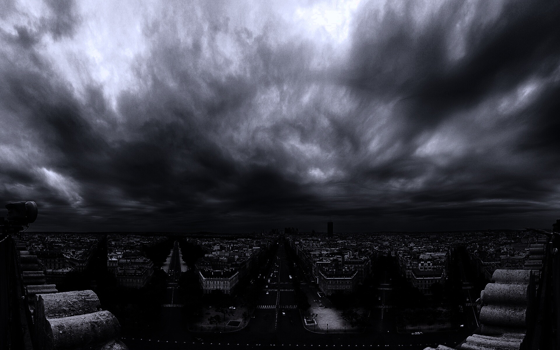 Париж широкоугольным объективном обои