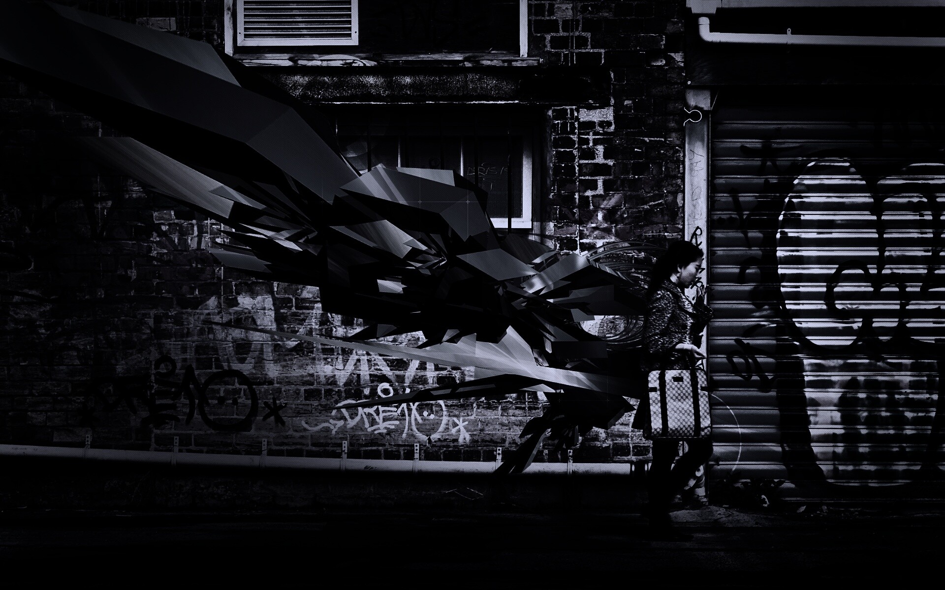 3D граффити на стене обои