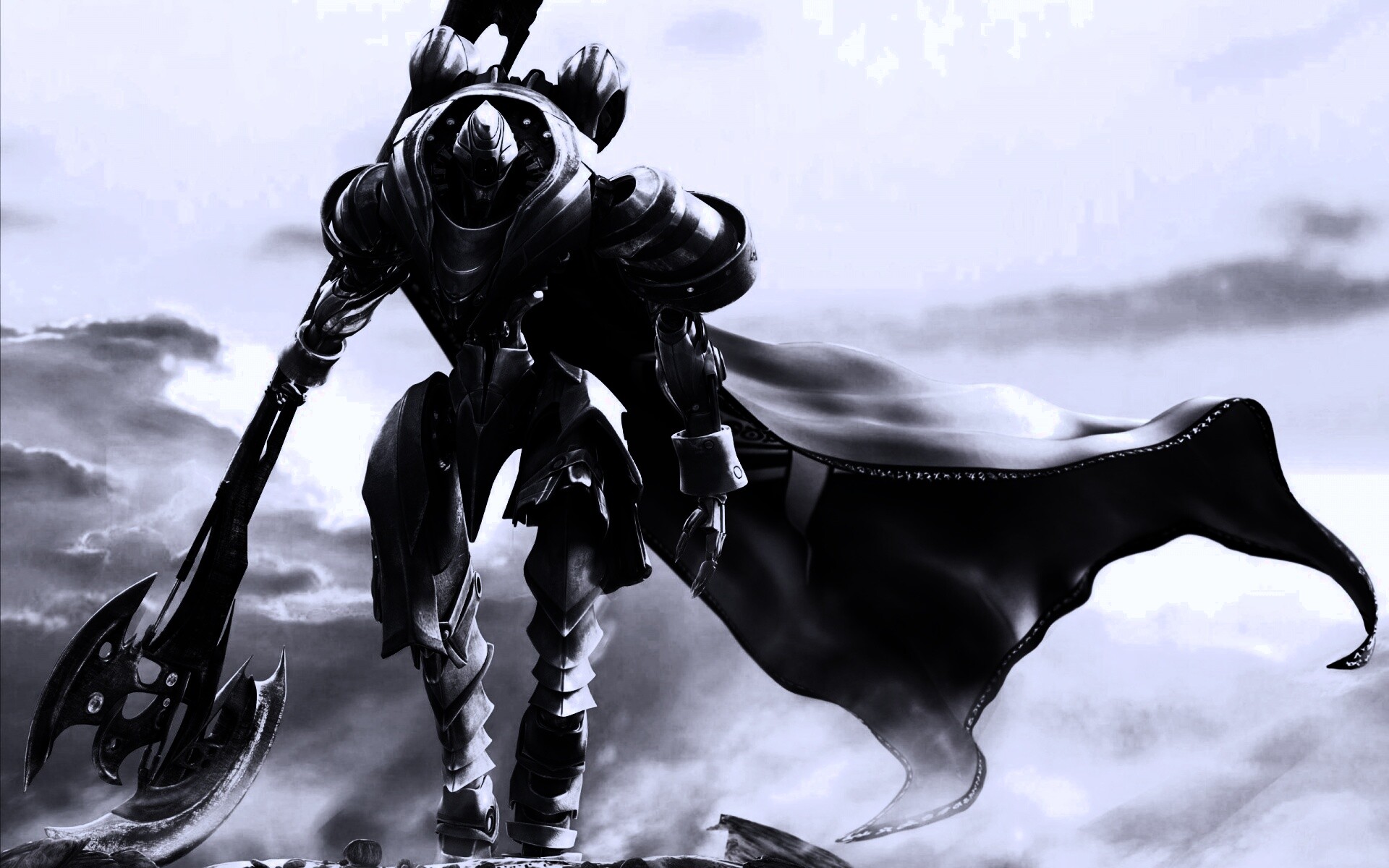 Боевой робот с топором в руке обои