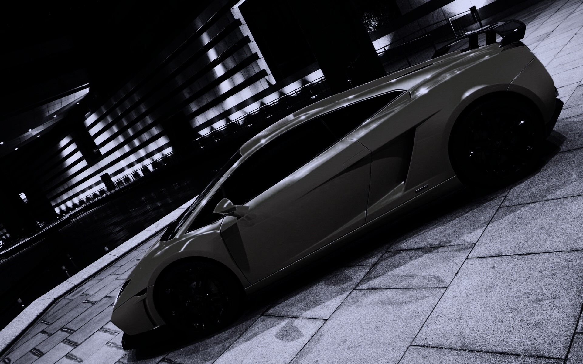 Желтая ламборджини в автосалоне обои