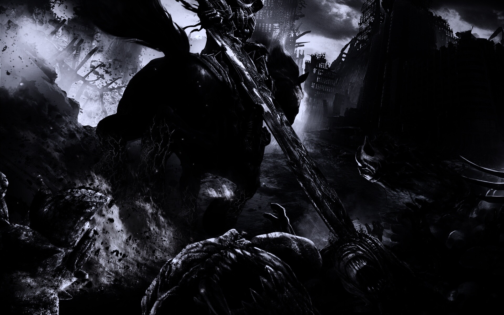 Темный рыцарь на демоническом коне обои