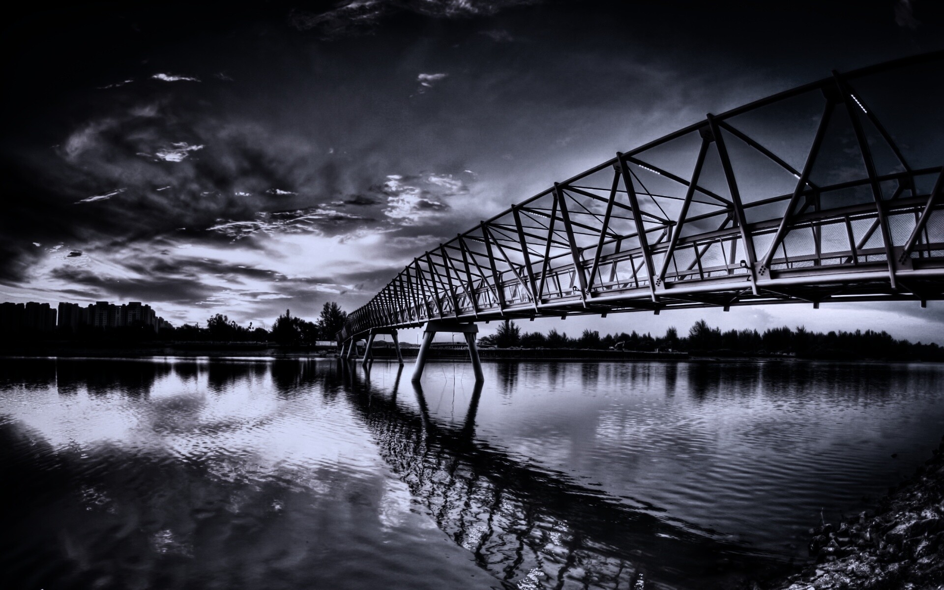 Мост через реку обои