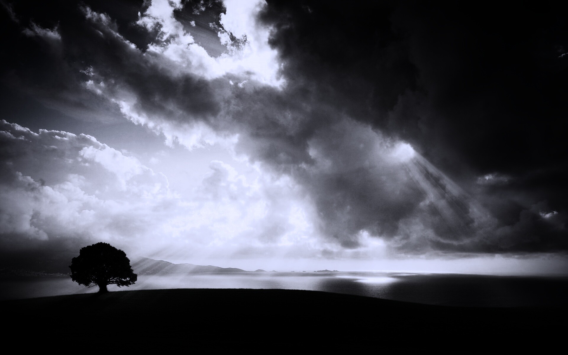 Холм и дерево обои