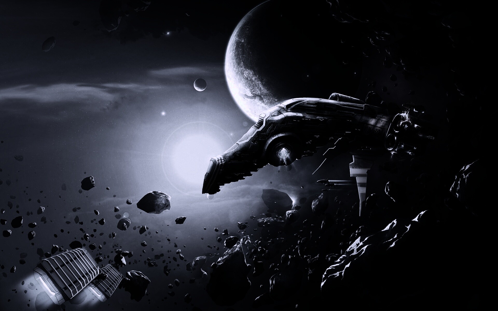Космические корабли в поясе метеоритов обои
