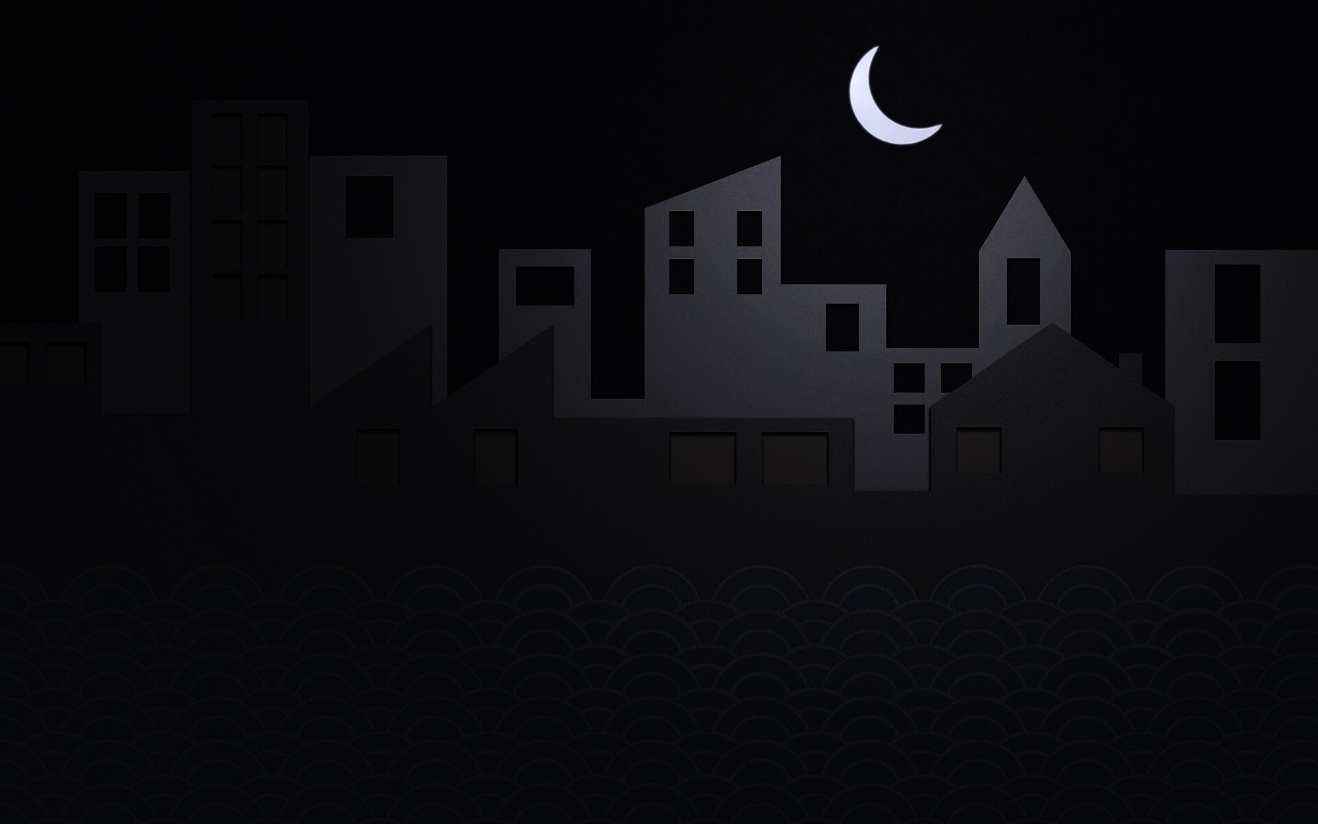 Ночной город на реке обои