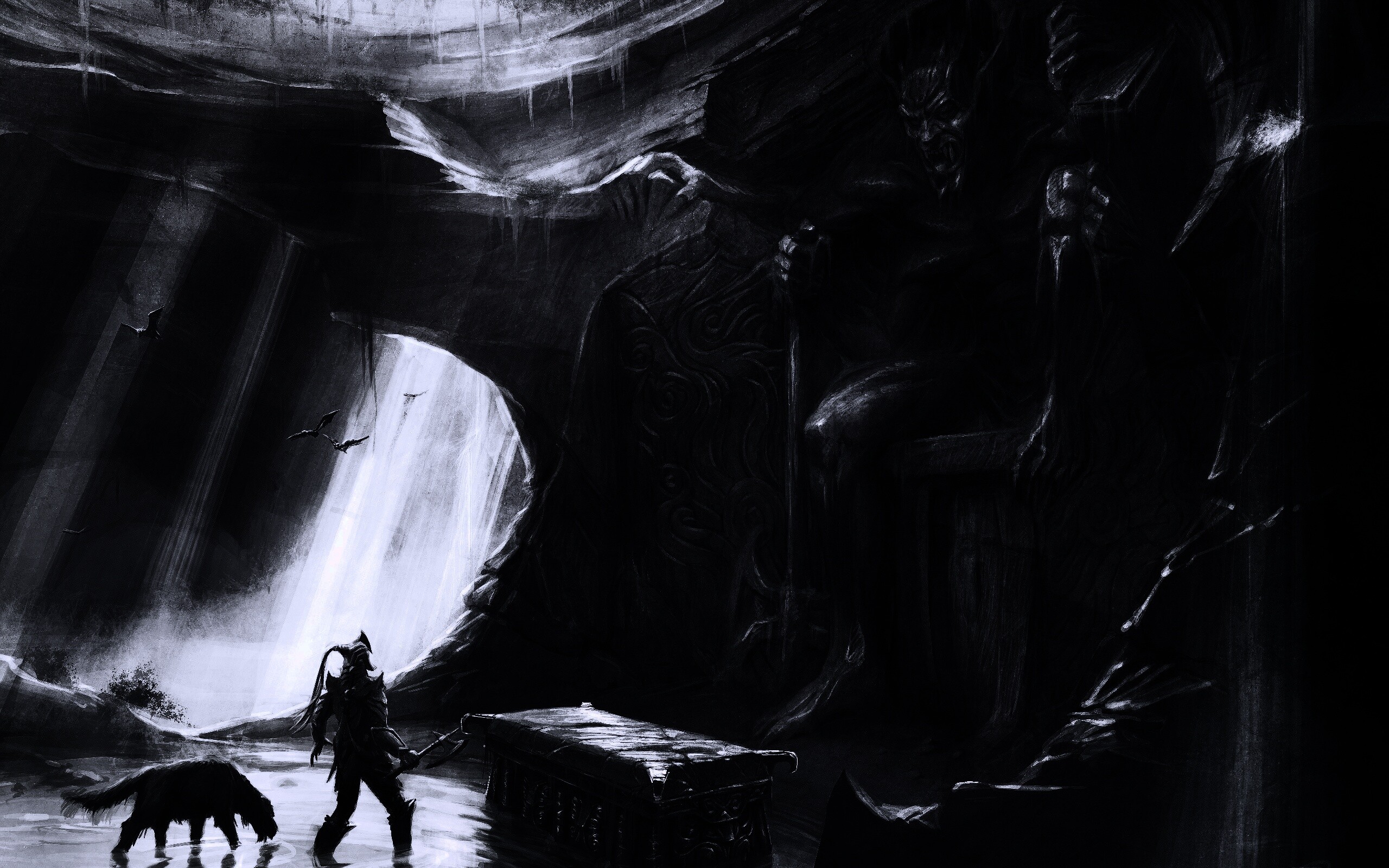 Довакин и Барбас в святилище Клавикуса Вайла обои