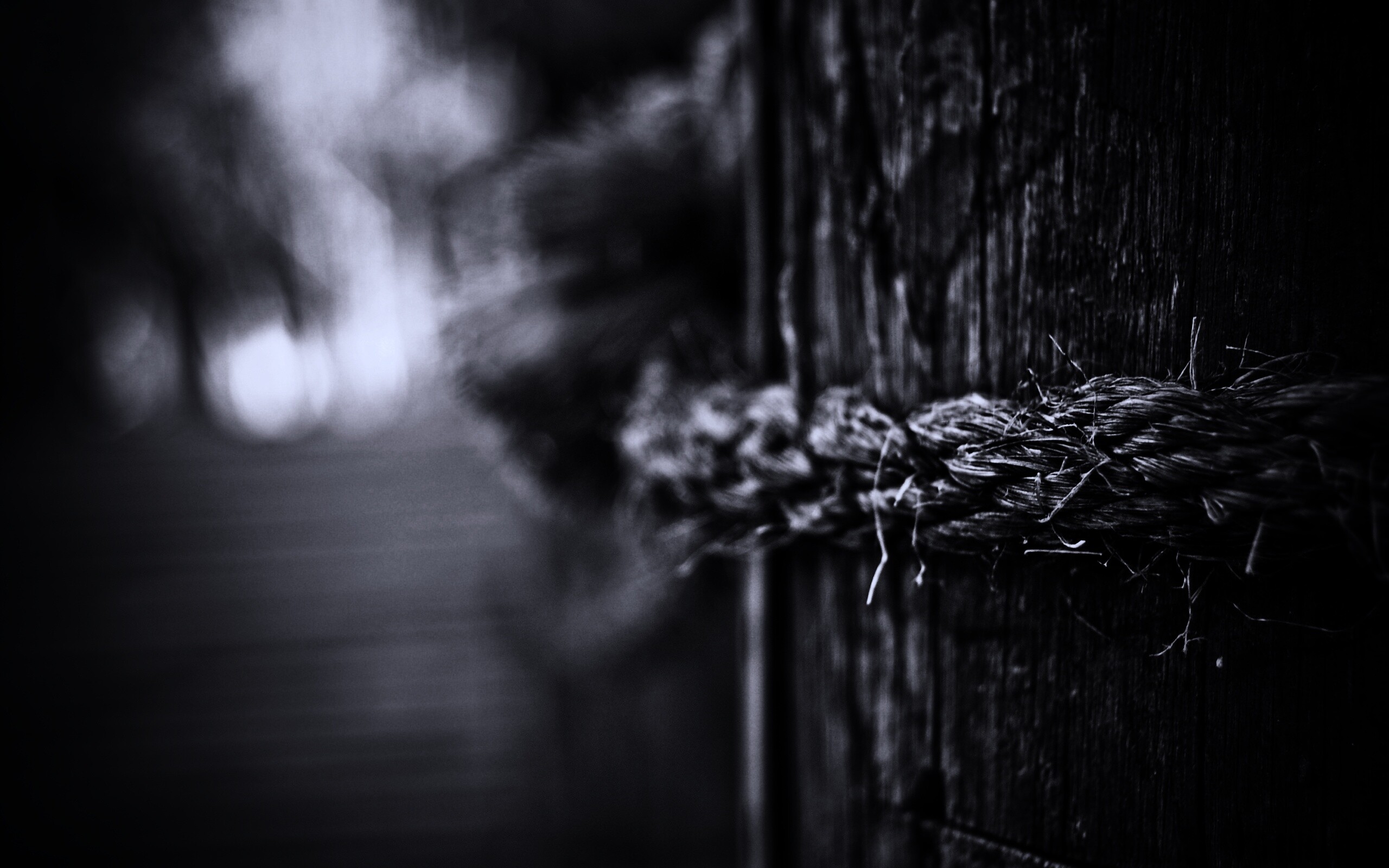 Веревка на деревянном столбе обои