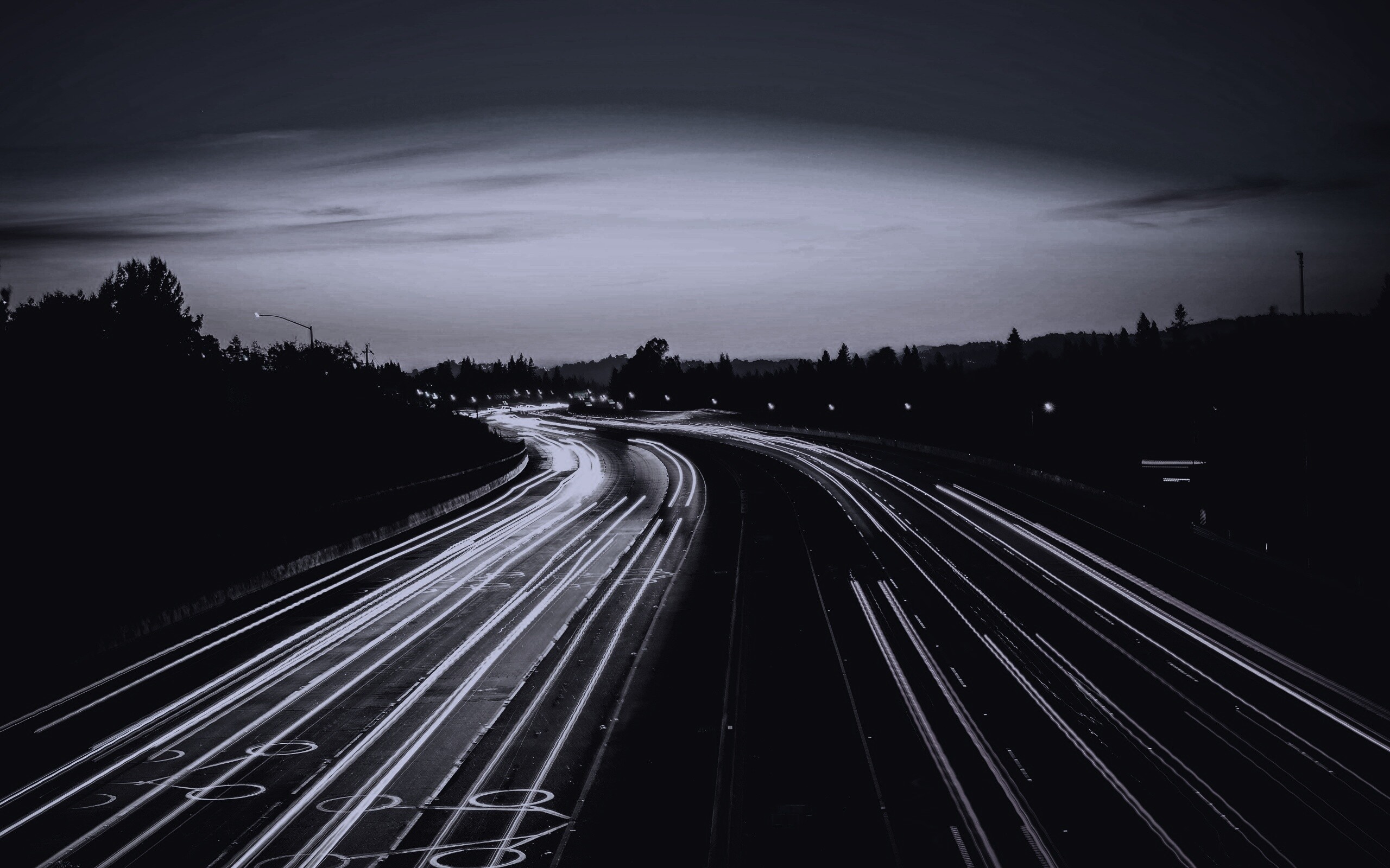 Автострада в огнях обои