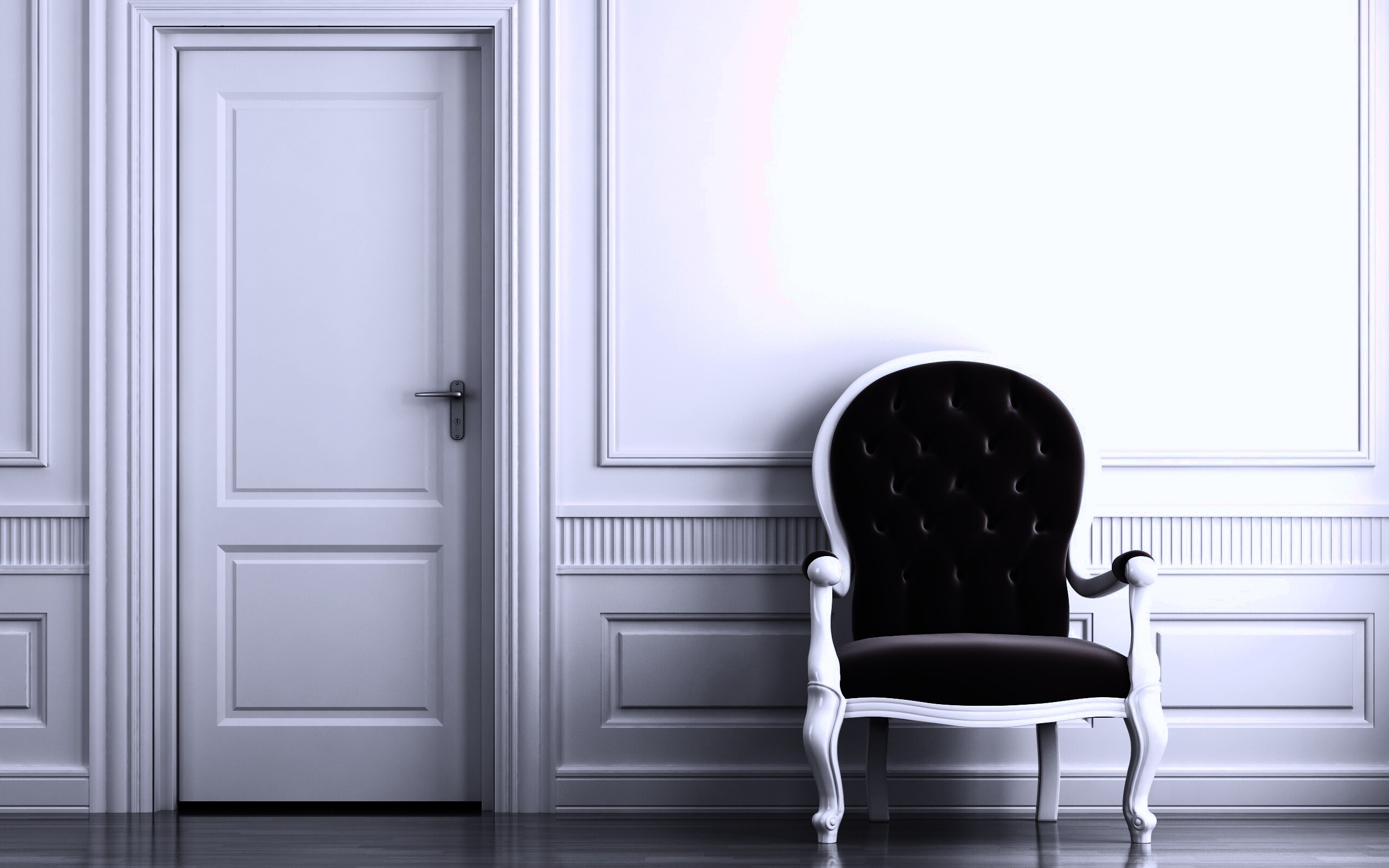 красное кресло в белой комнате обои