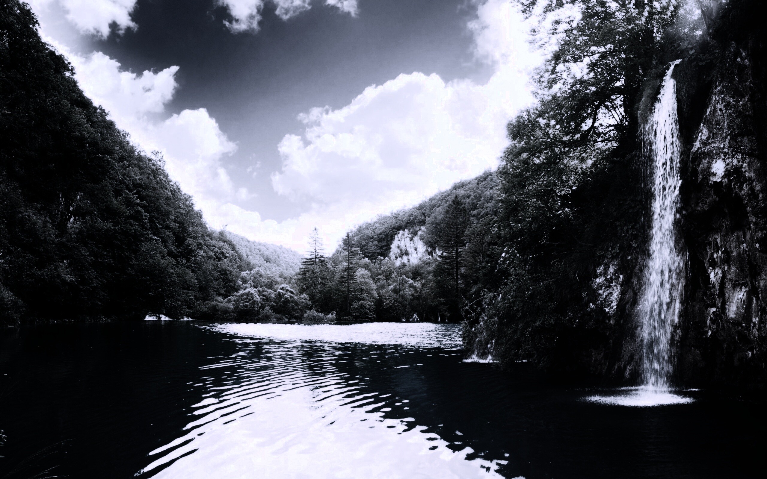 Водопад у реки обои