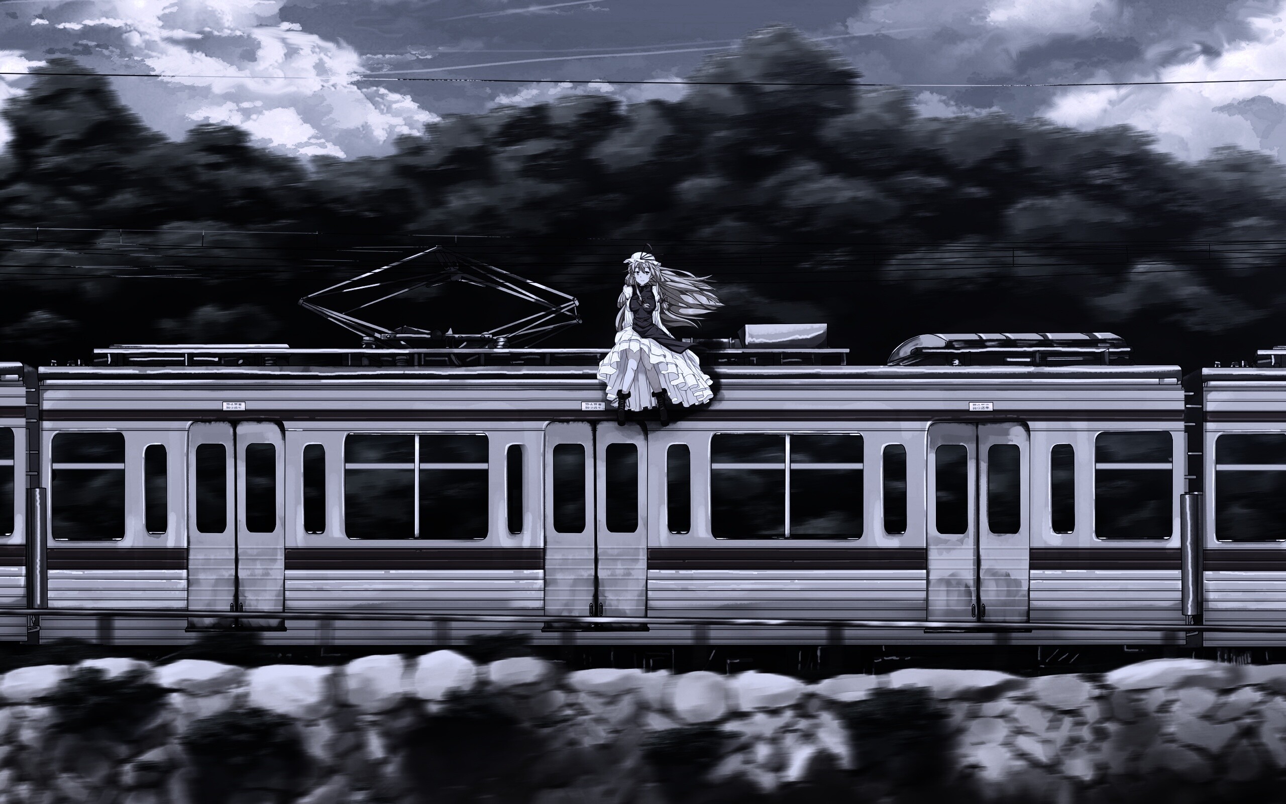 Девушка на крыше поезда обои