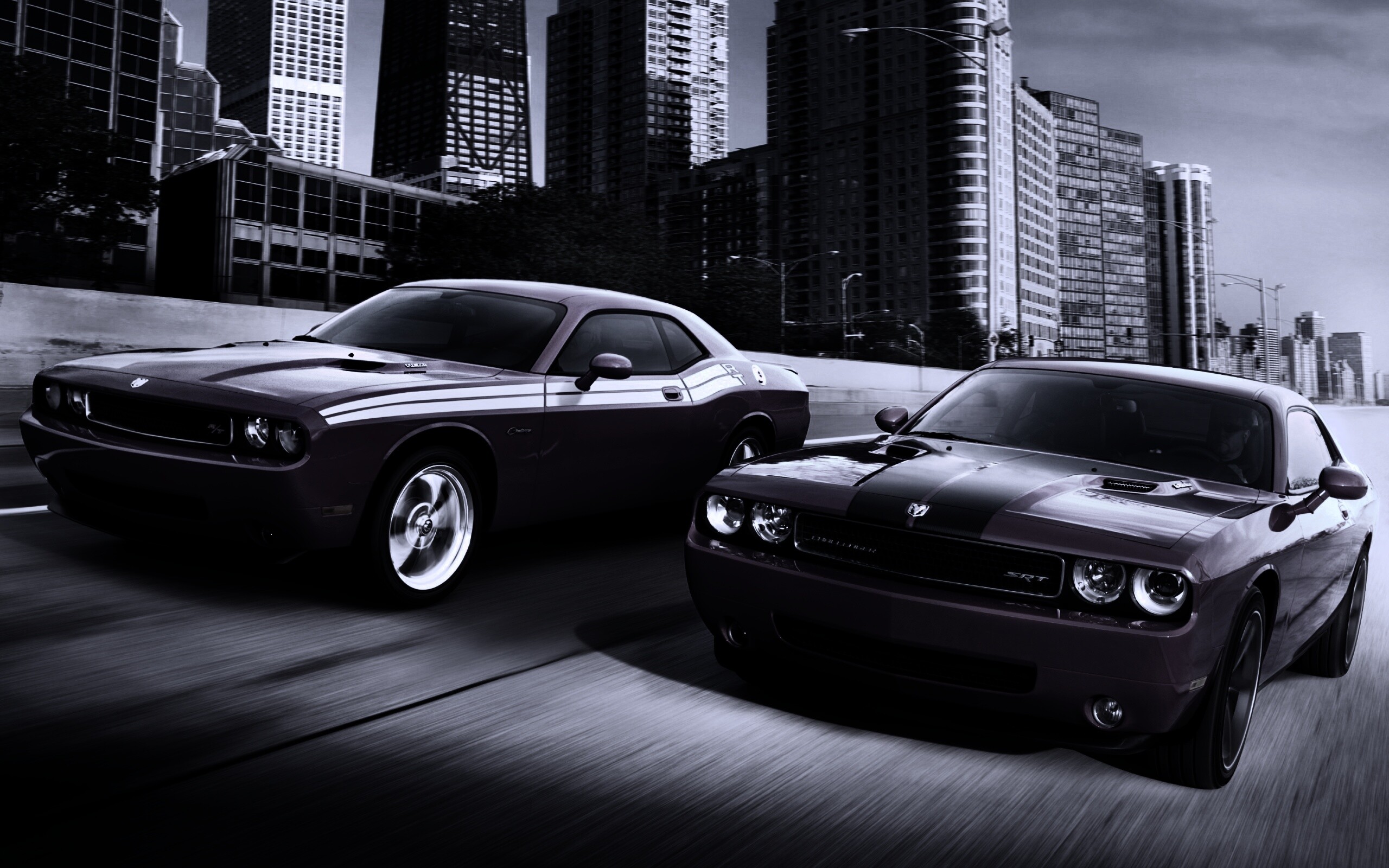 Два розовых мускулкара обои