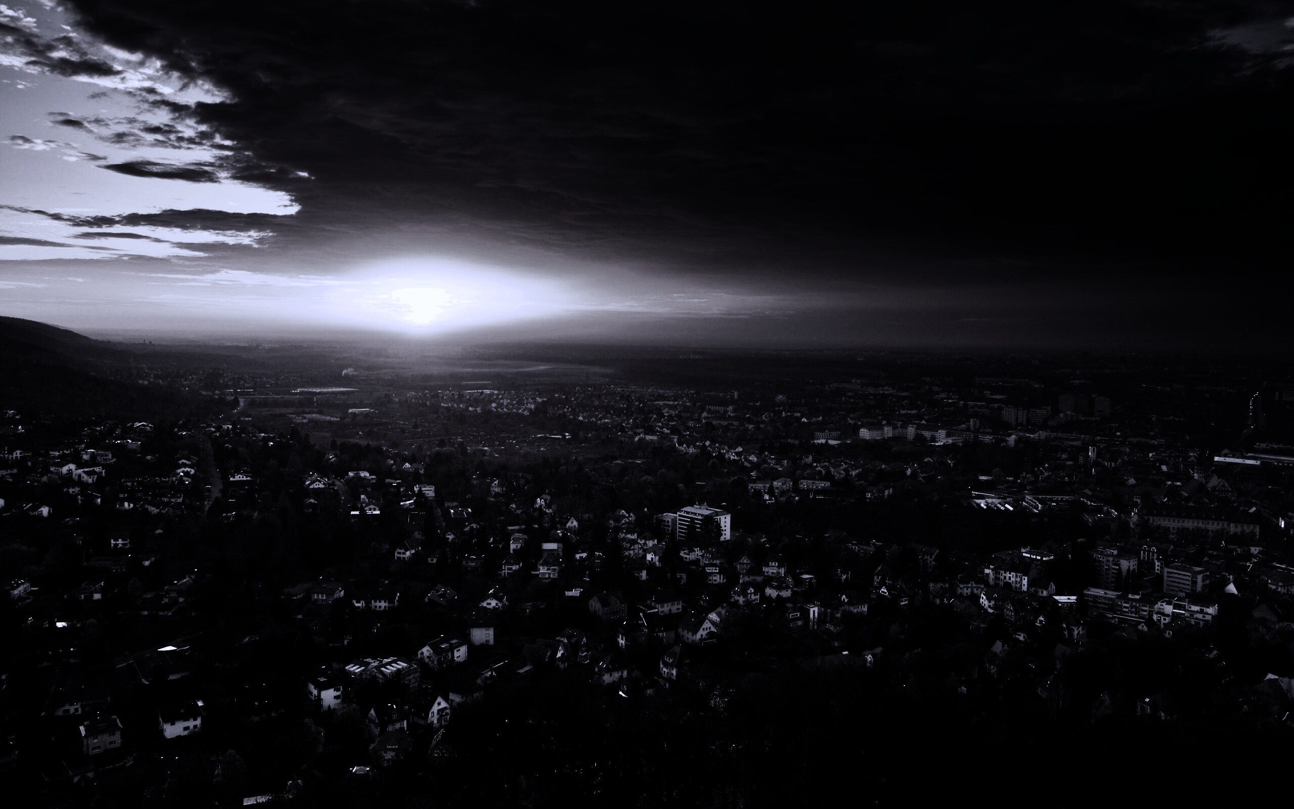 Закат над городом обои