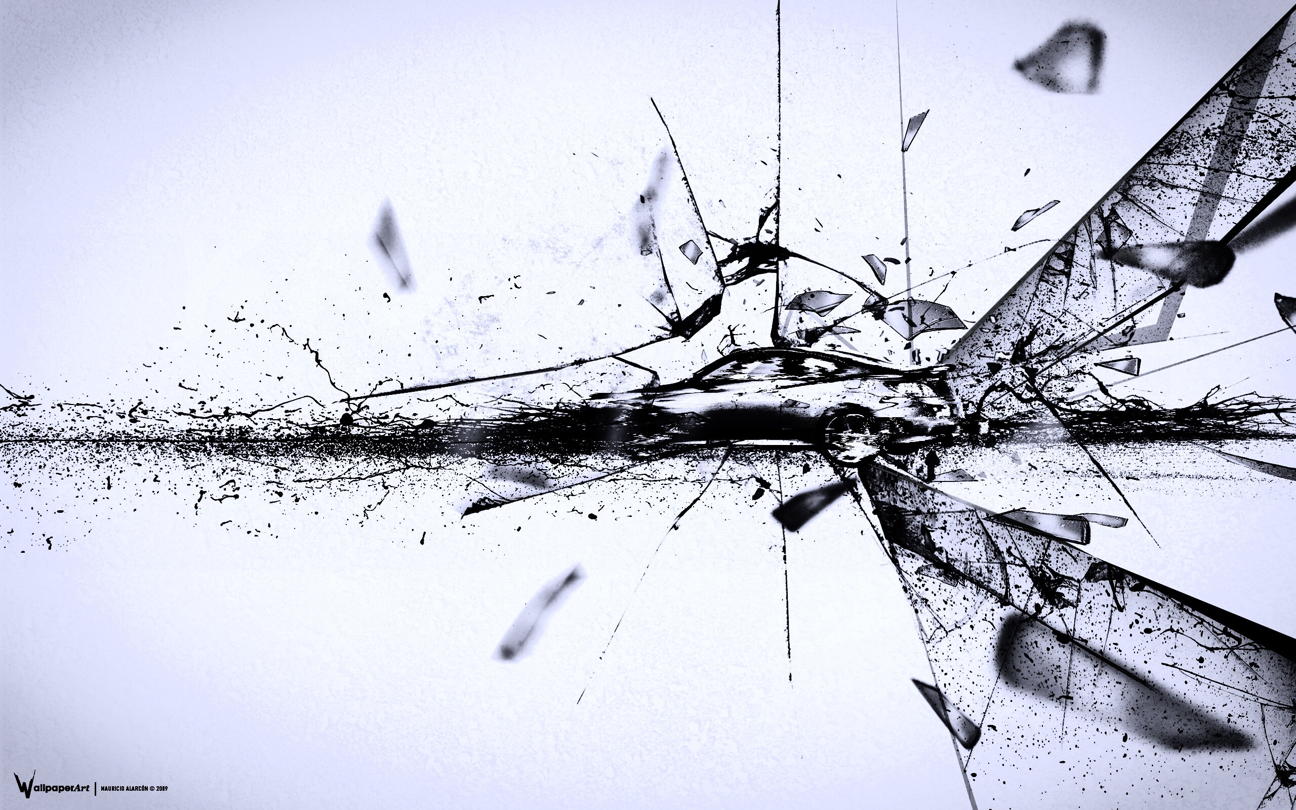 Летящие осколки обои