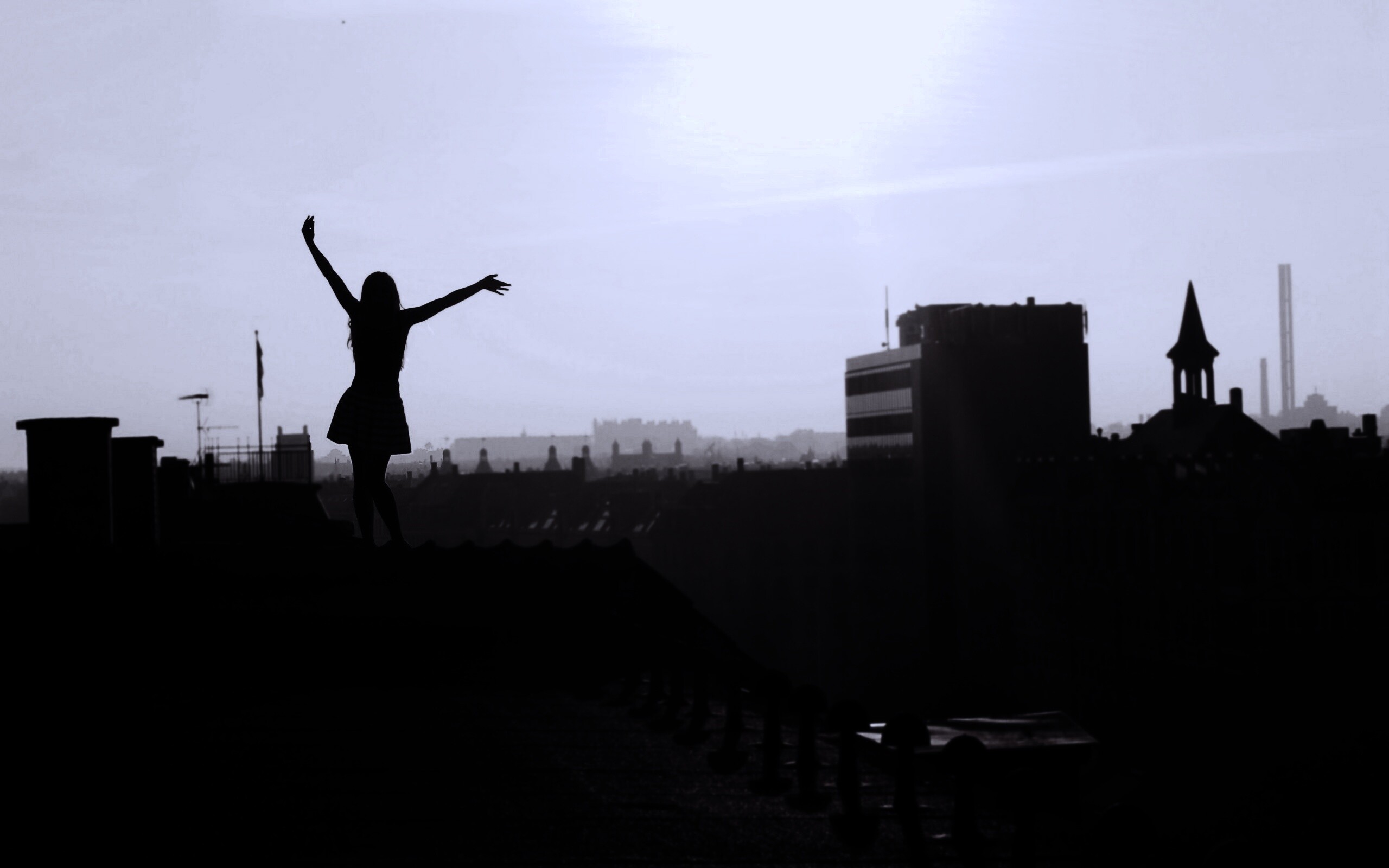 Девушка на крыше обои