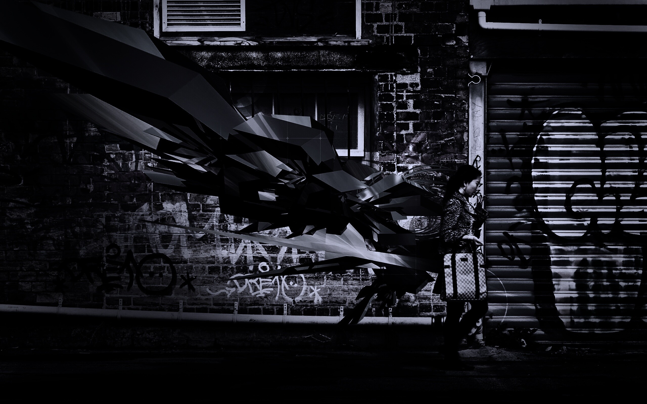 3D граффити на стене обои