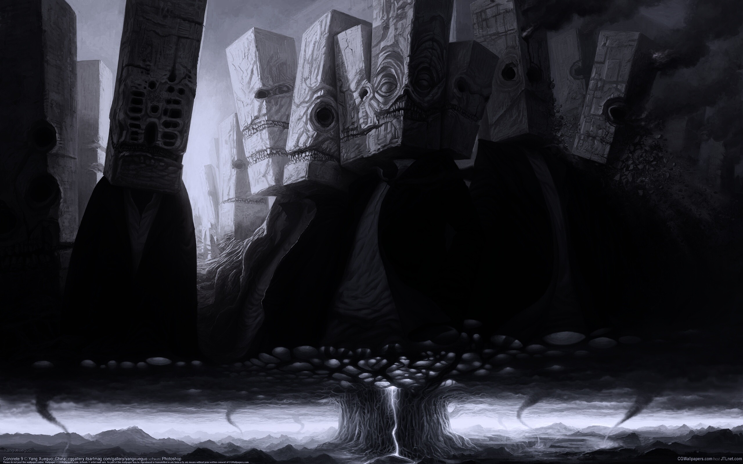 Каменные головы обои