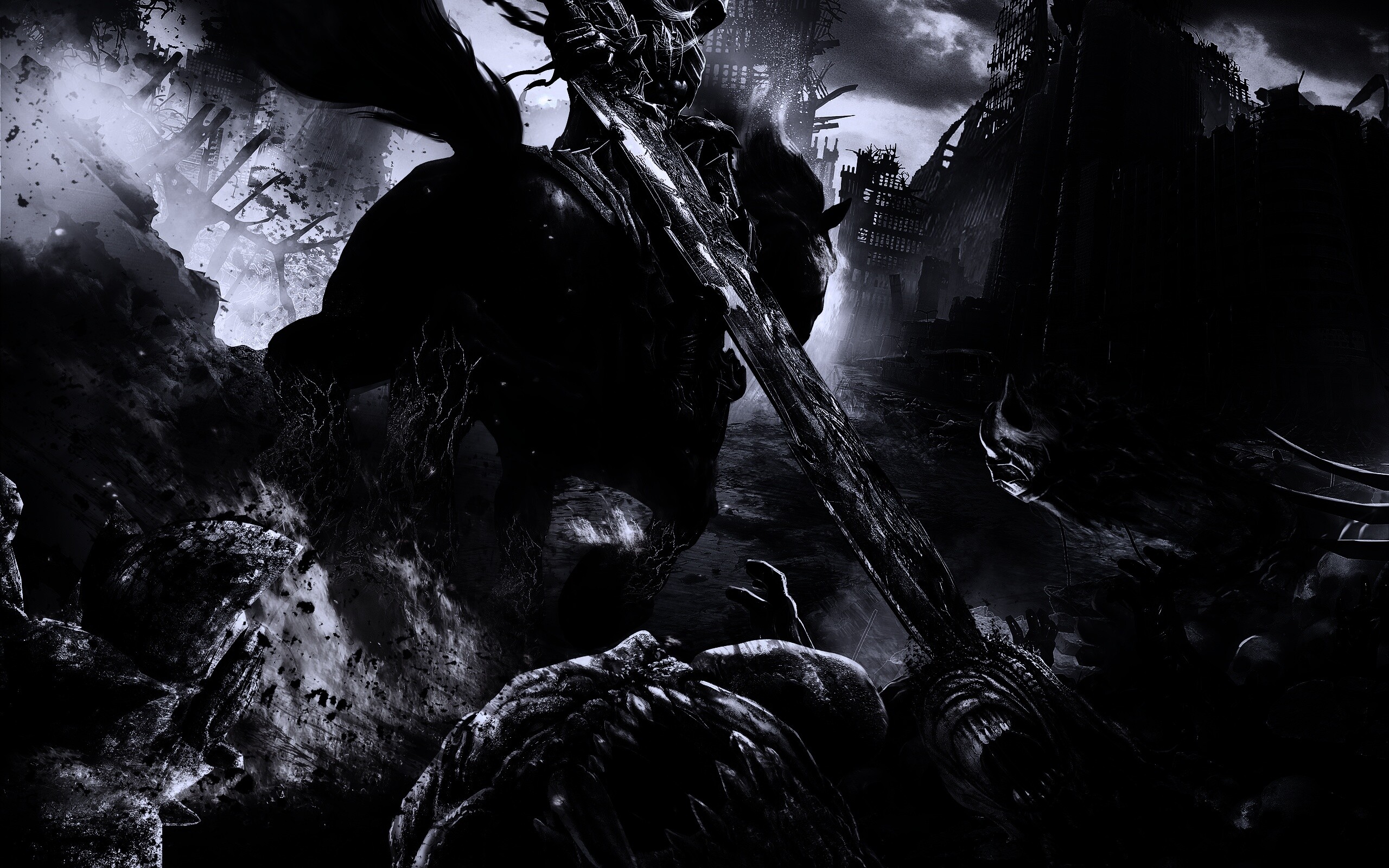 Темный рыцарь на демоническом коне обои