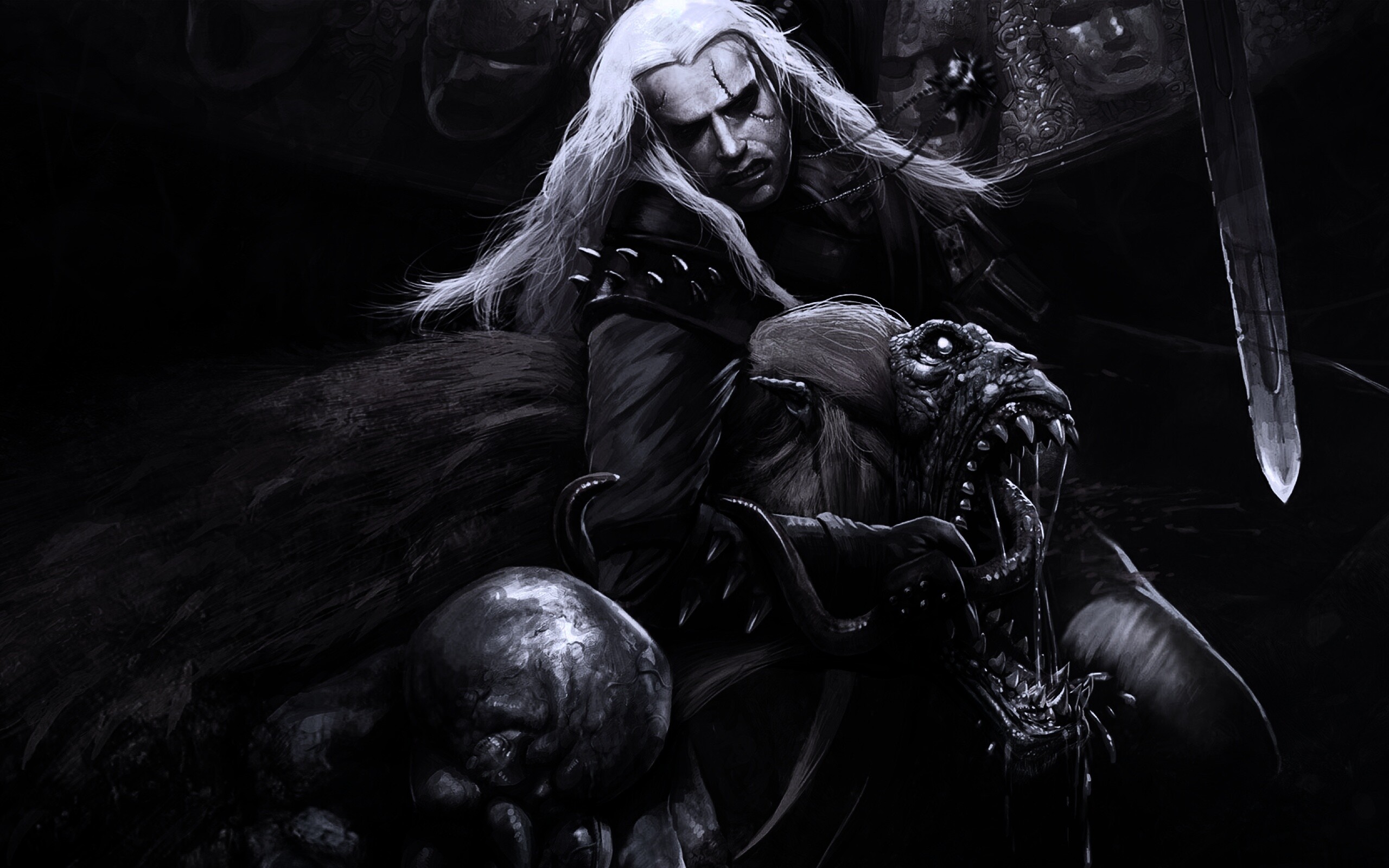 Ведьмак и монстр обои