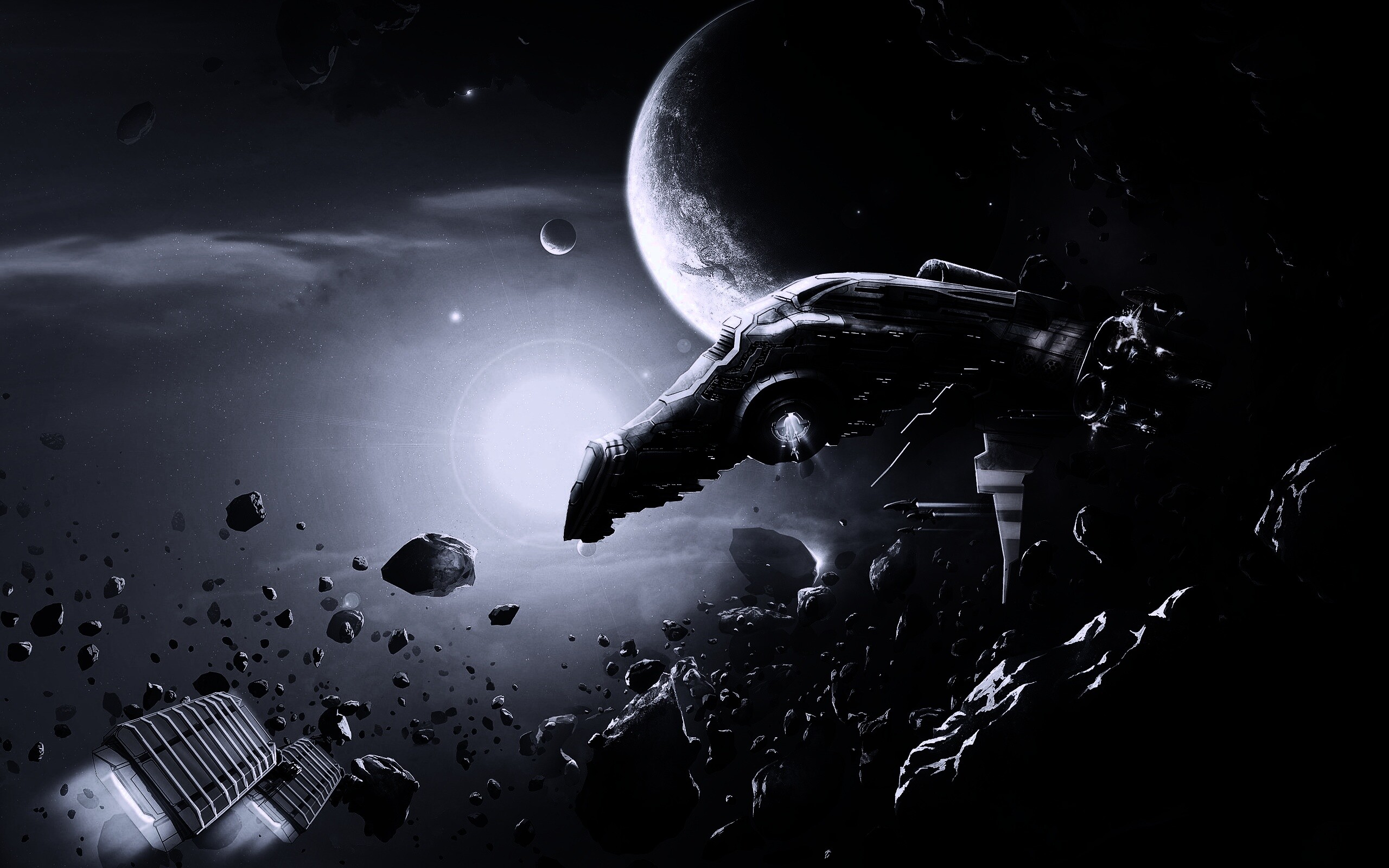 Космические корабли в поясе метеоритов обои