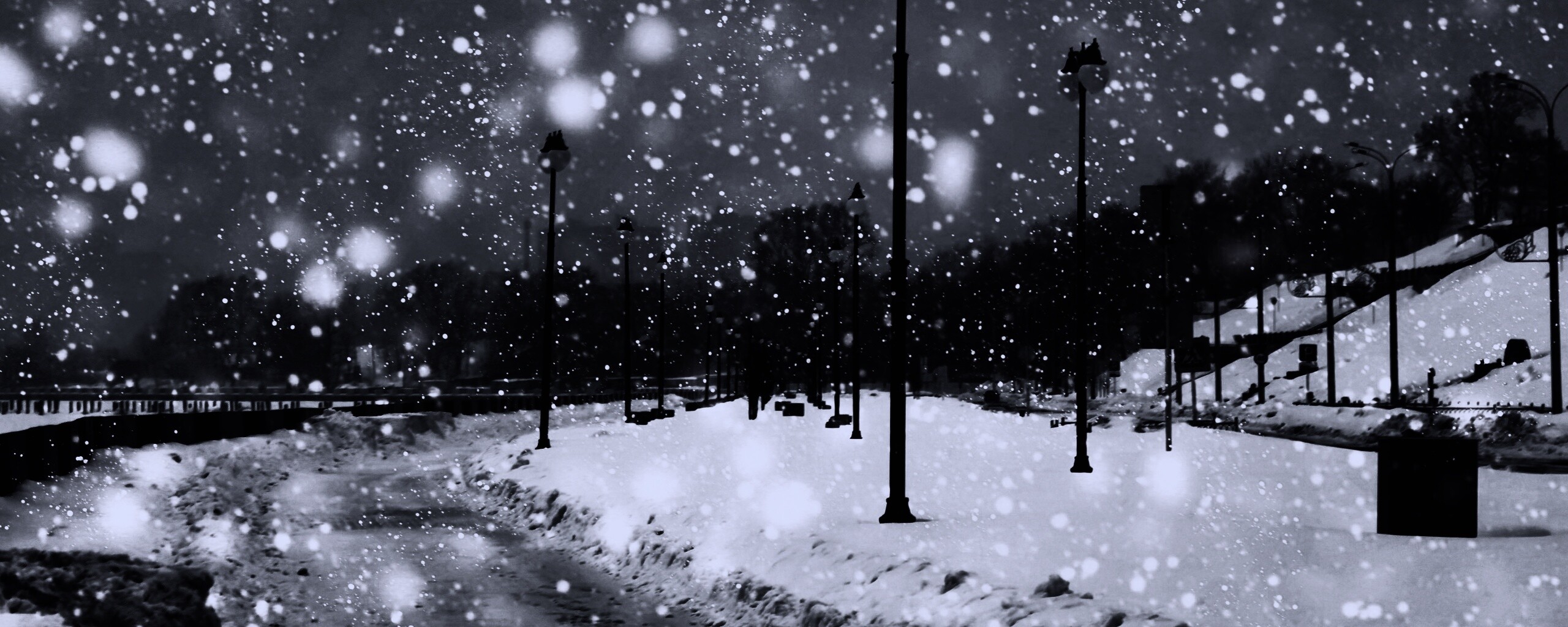 Зимняя набережная обои