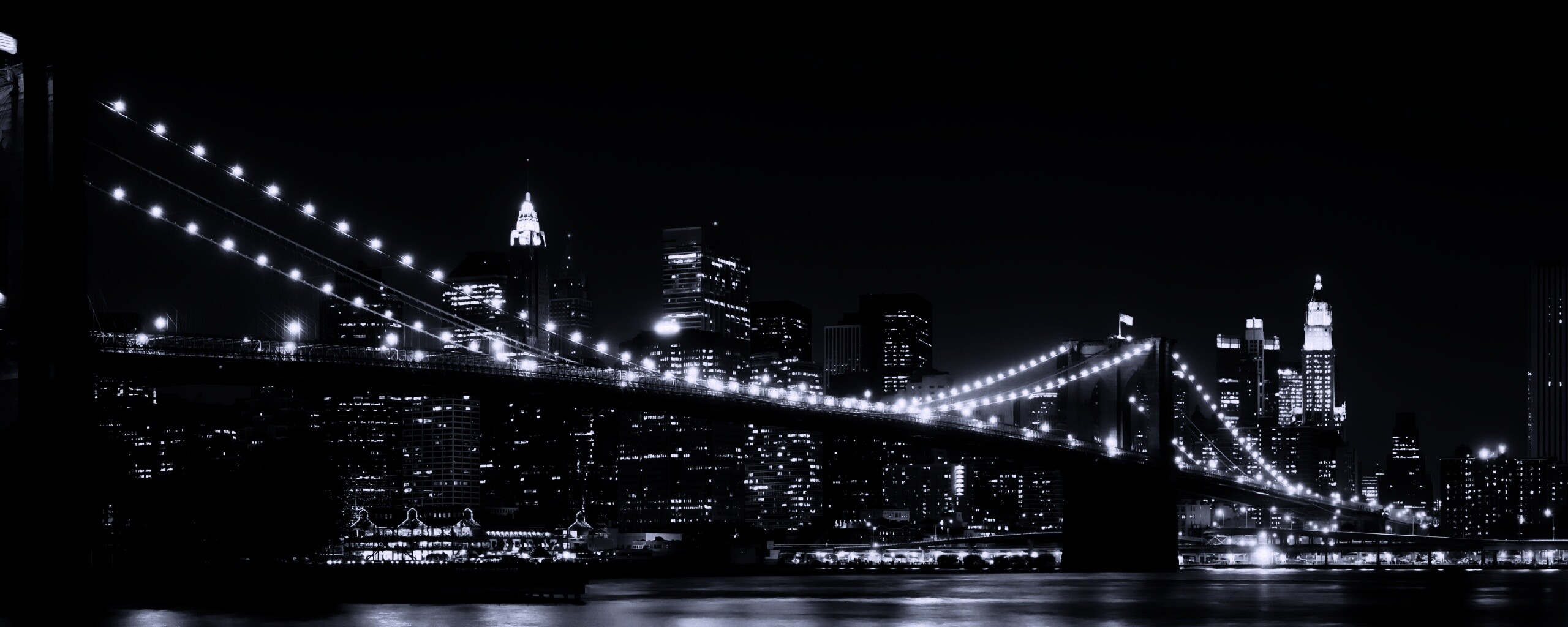 Вид на ночной Нью-Йорк обои