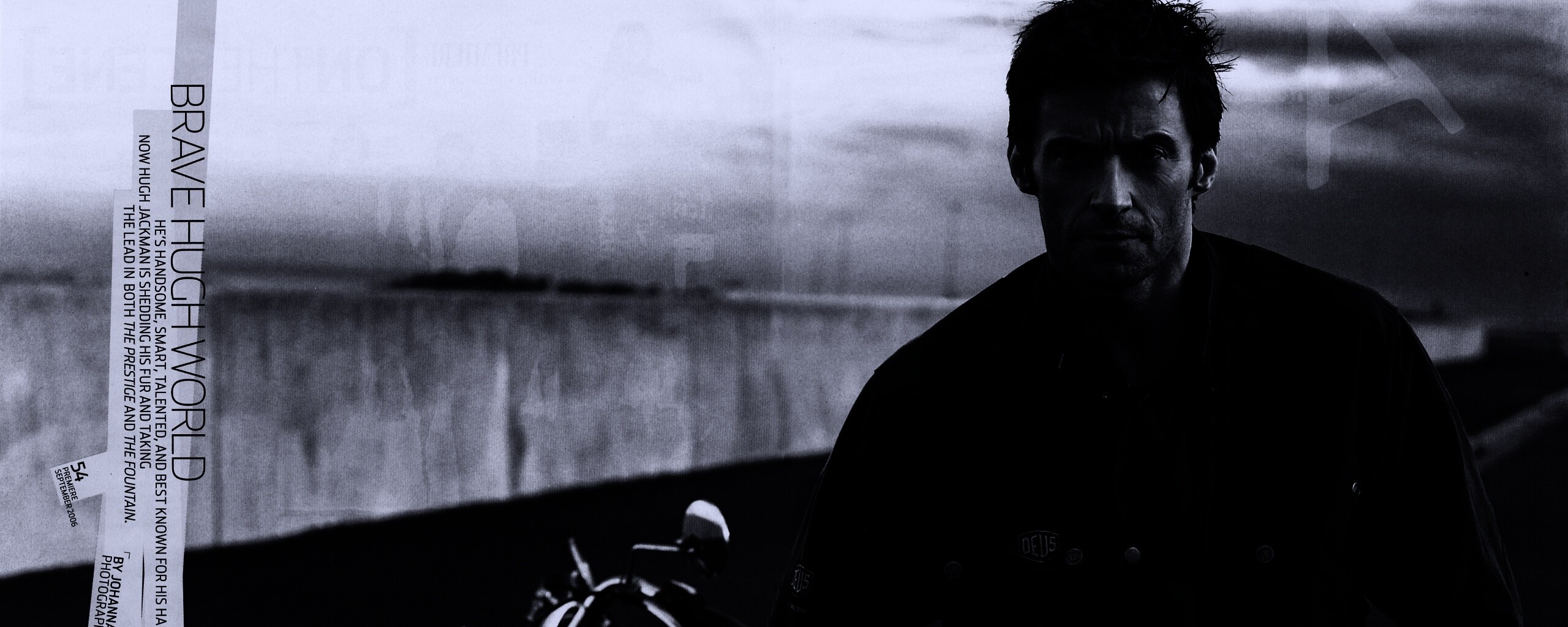 Хью Джекман с мотоциклом обои