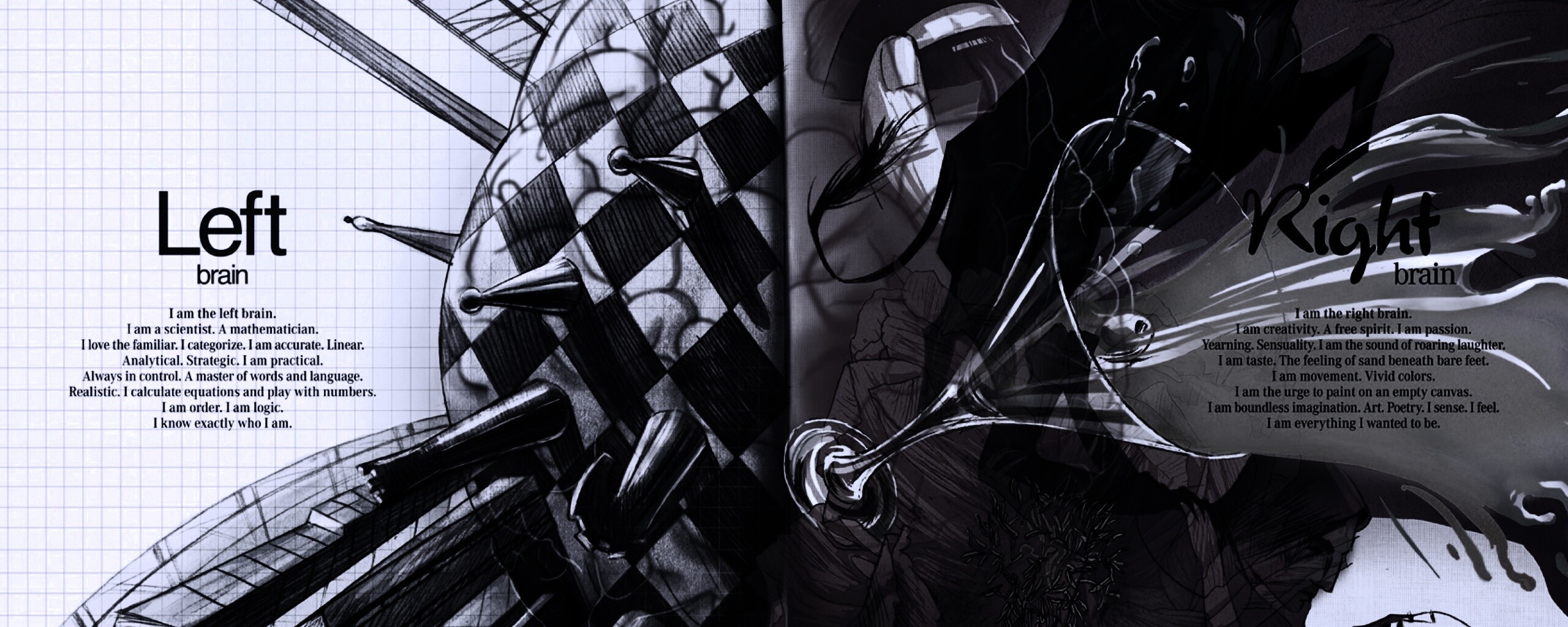 Левая и правая часть мозга обои