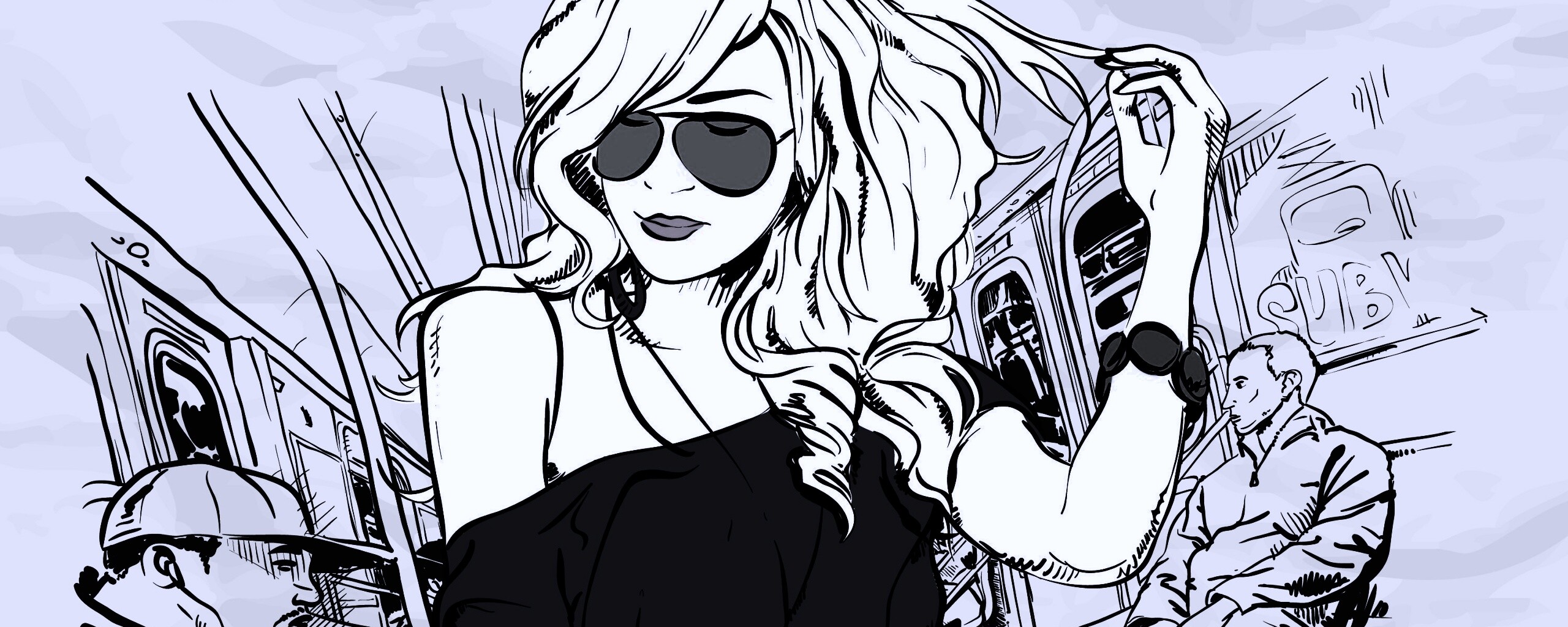 Стильная девушка в метро обои