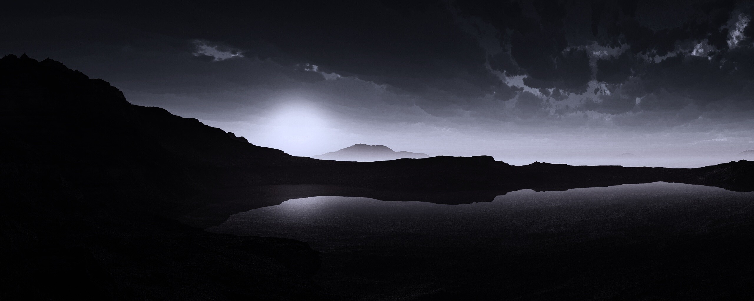 Озеро в каменистой пустыне обои