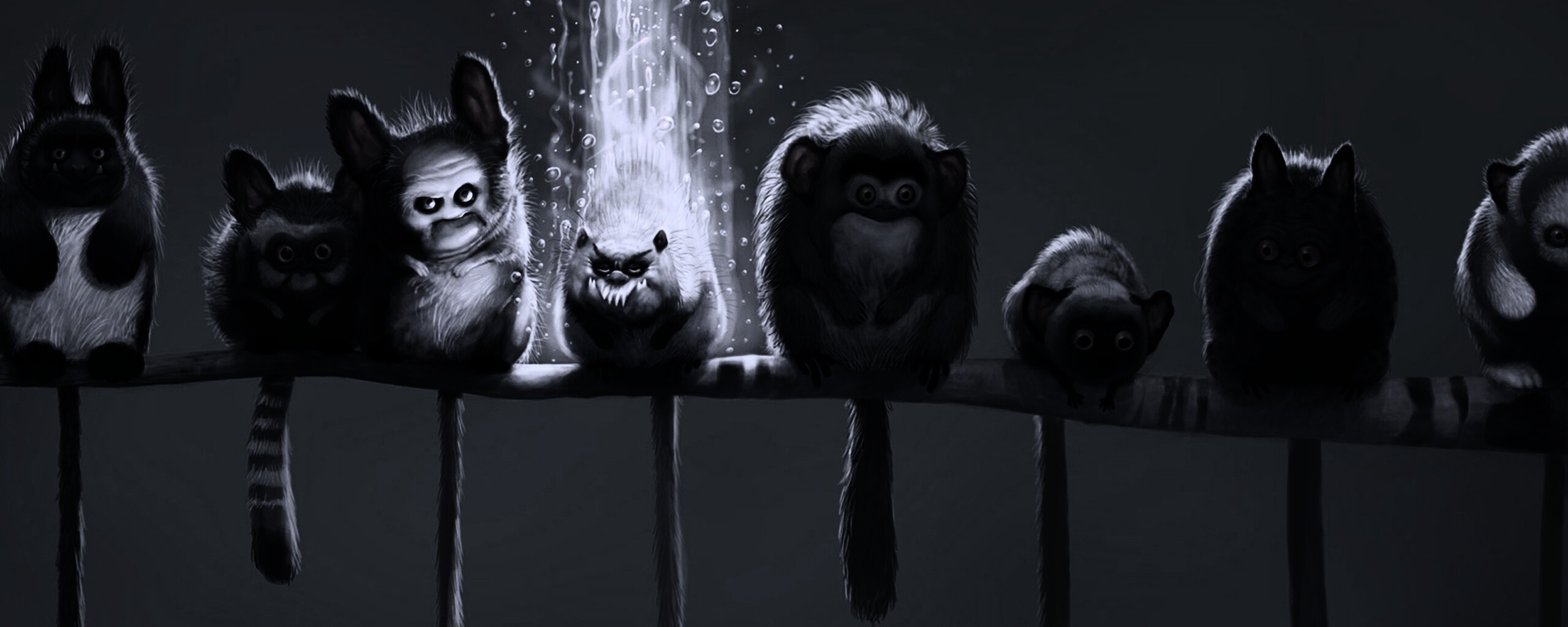 Существа на ветке обои