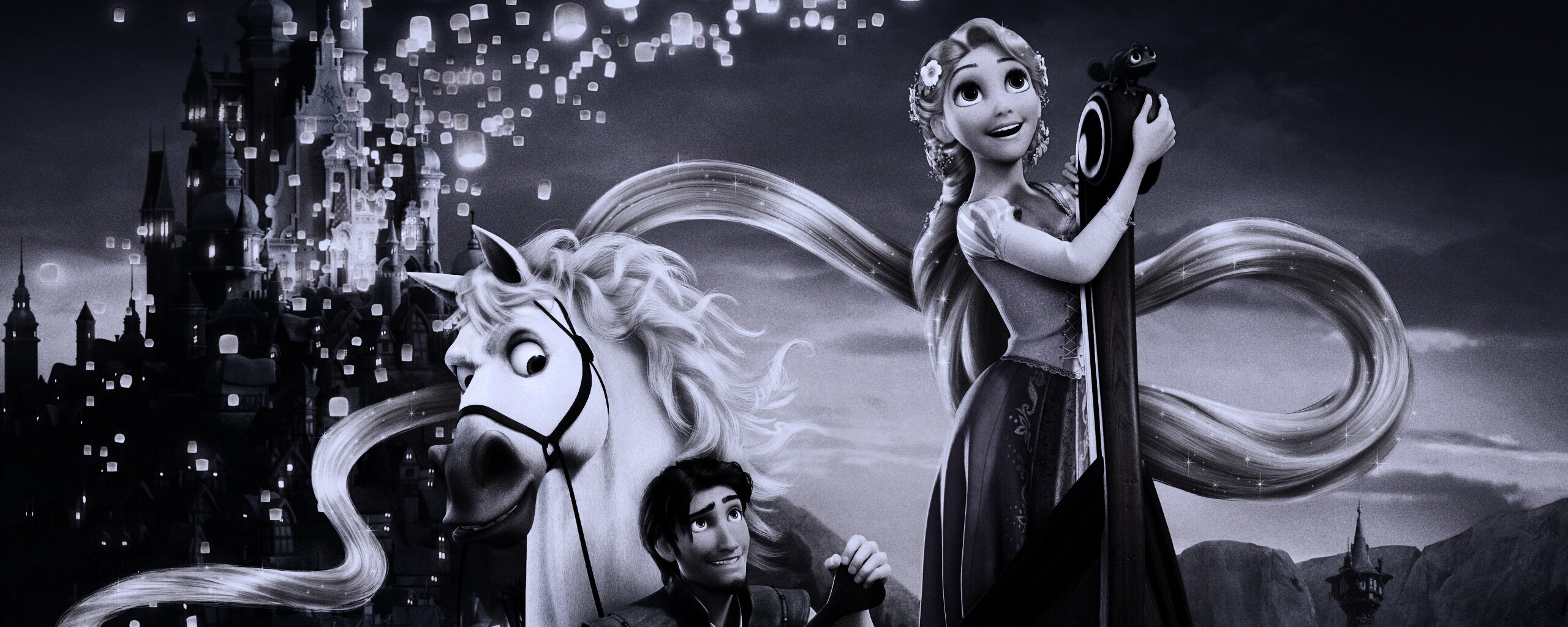 Рапунцель и Флин на лодке обои