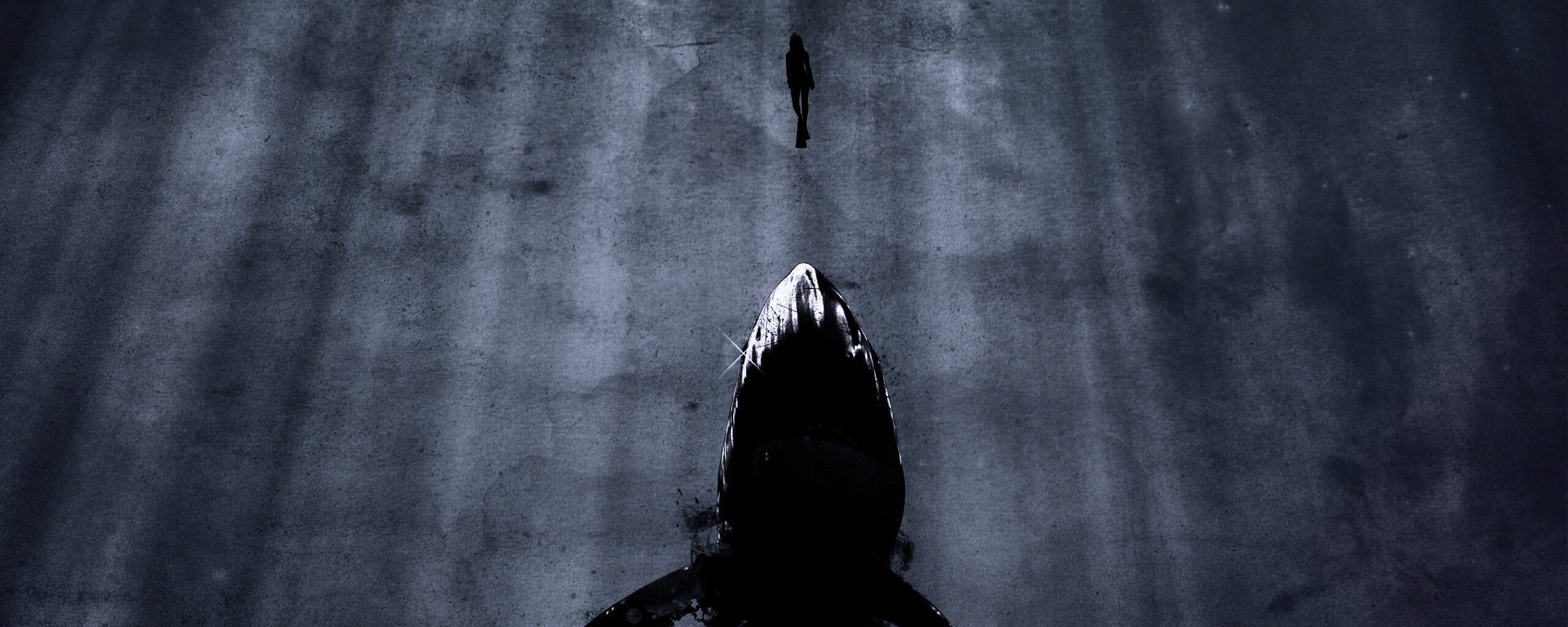 Акула гонится за человеком обои