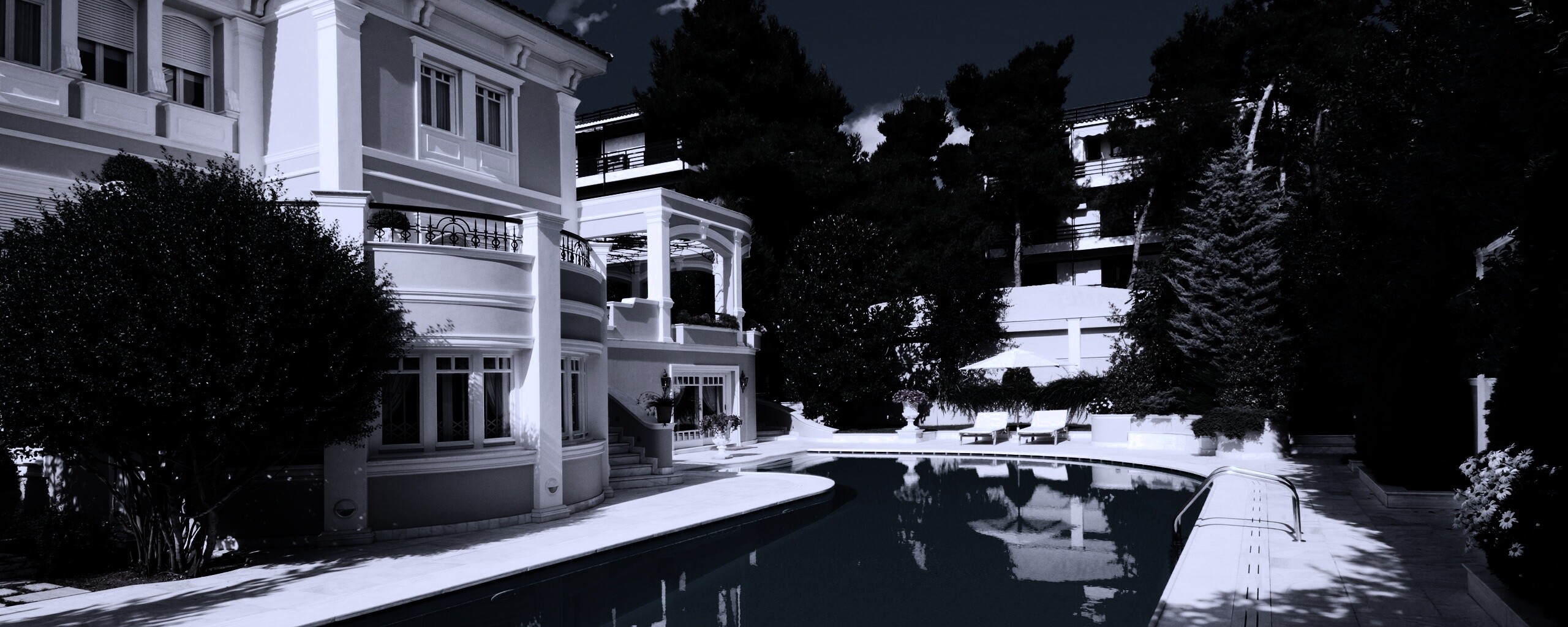 Особняк с бассейном обои