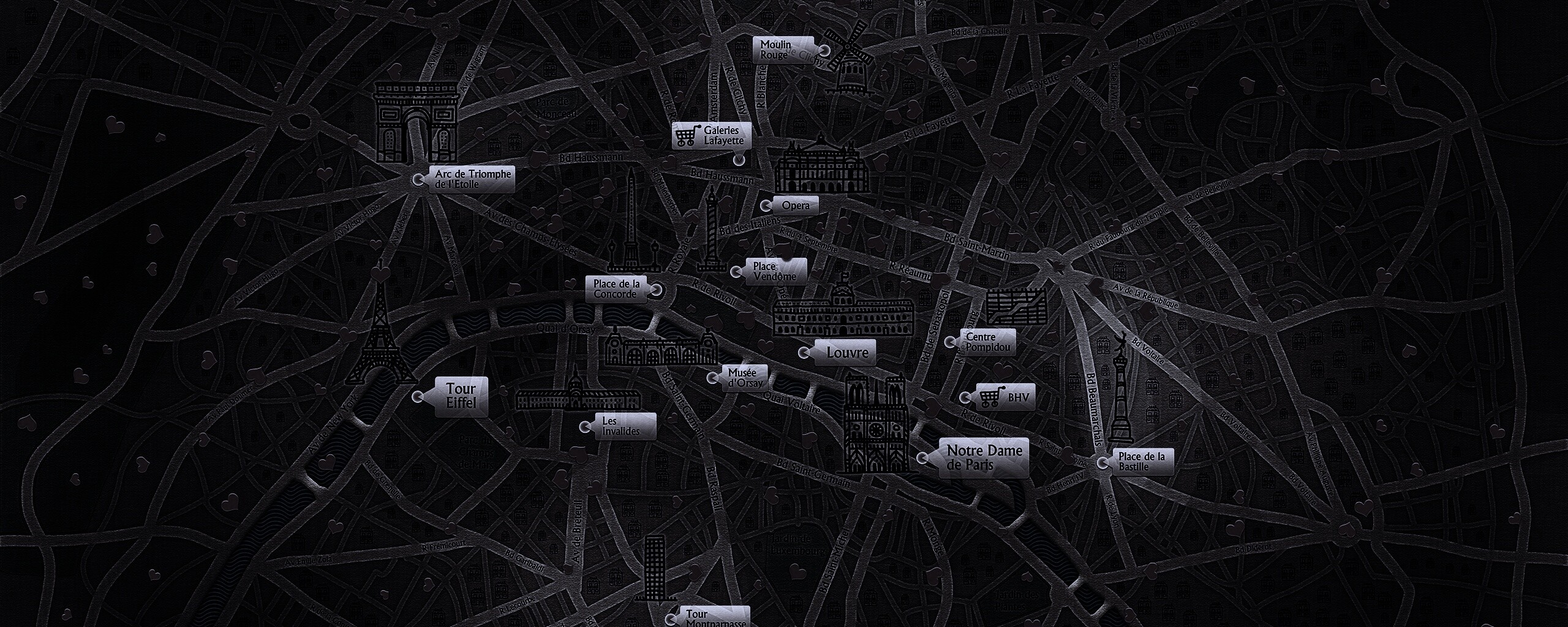 Карта Парижа обои