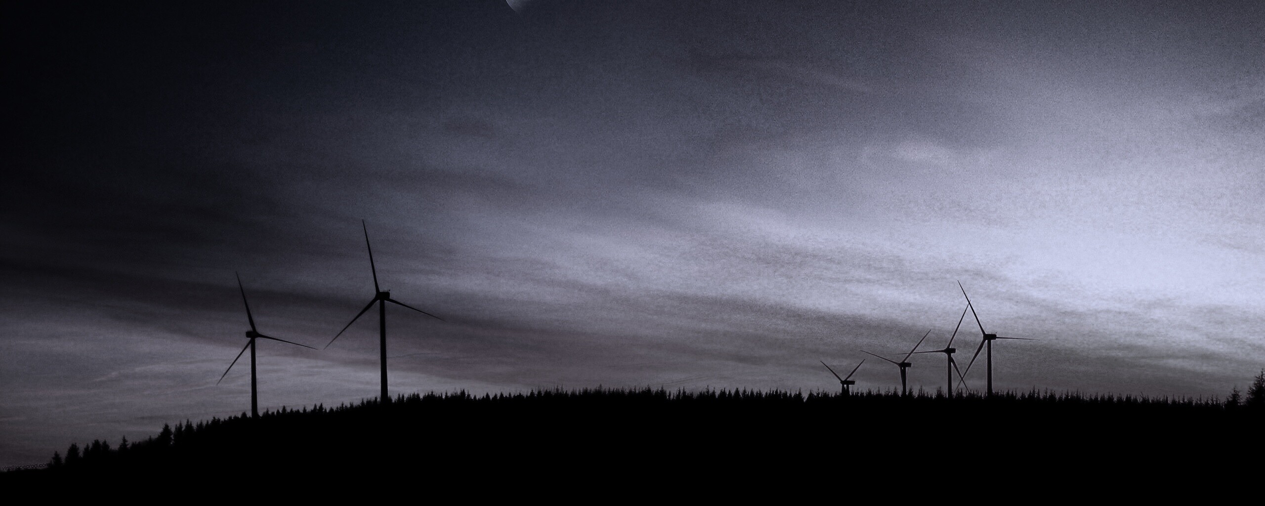 Закат за холмом обои