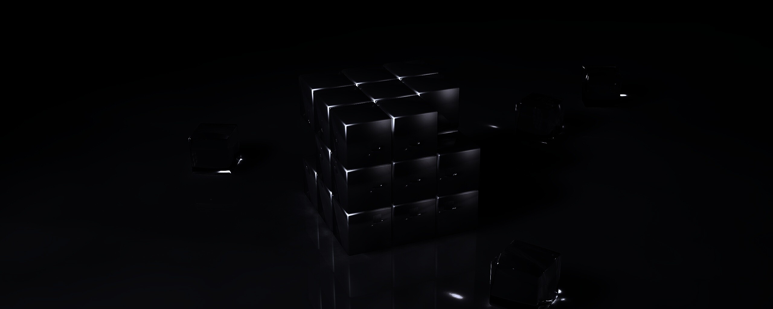 Кубик рубика из стекла обои