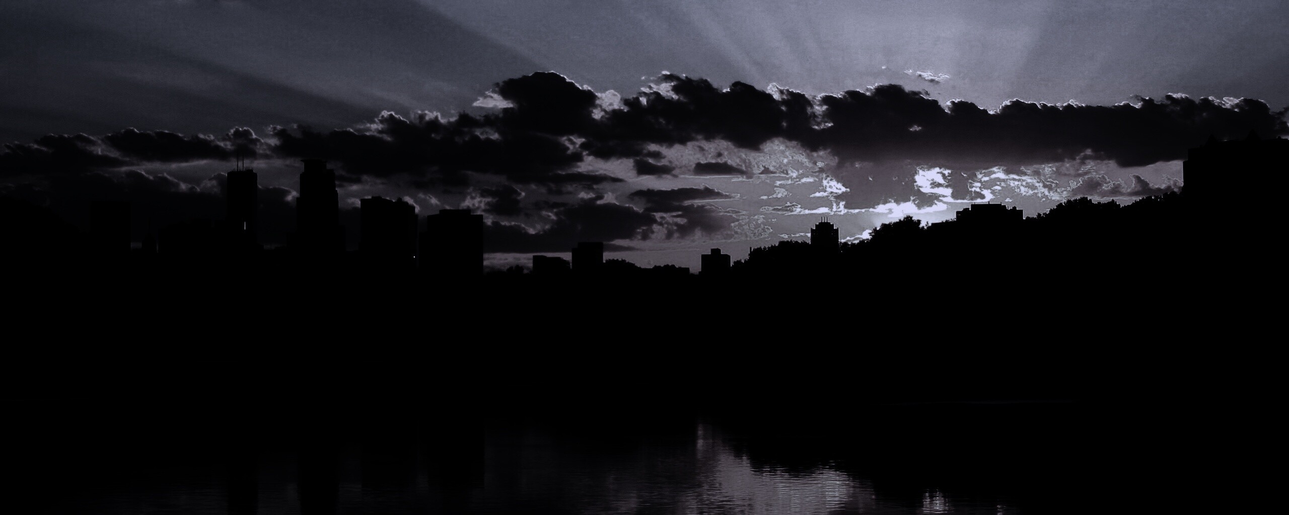 Закат над городом обои