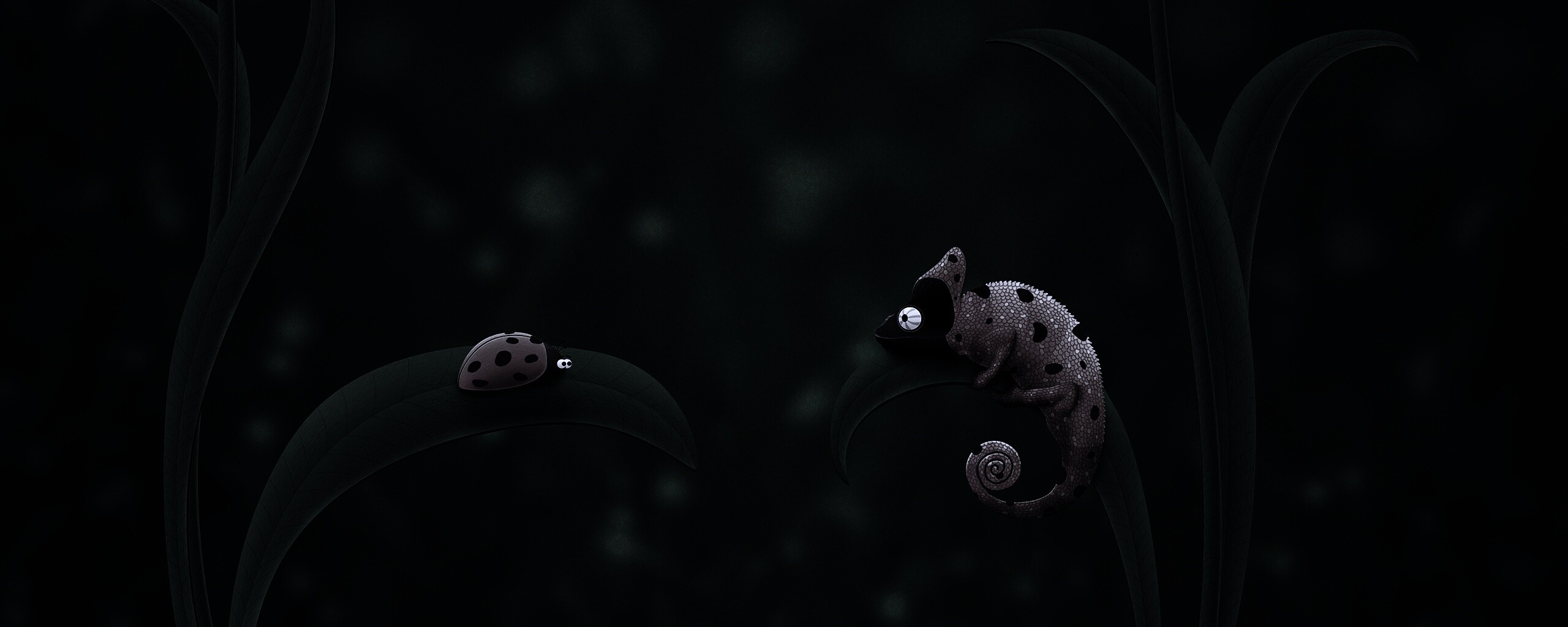 Хамелеон  замаскированный под божью коровку обои