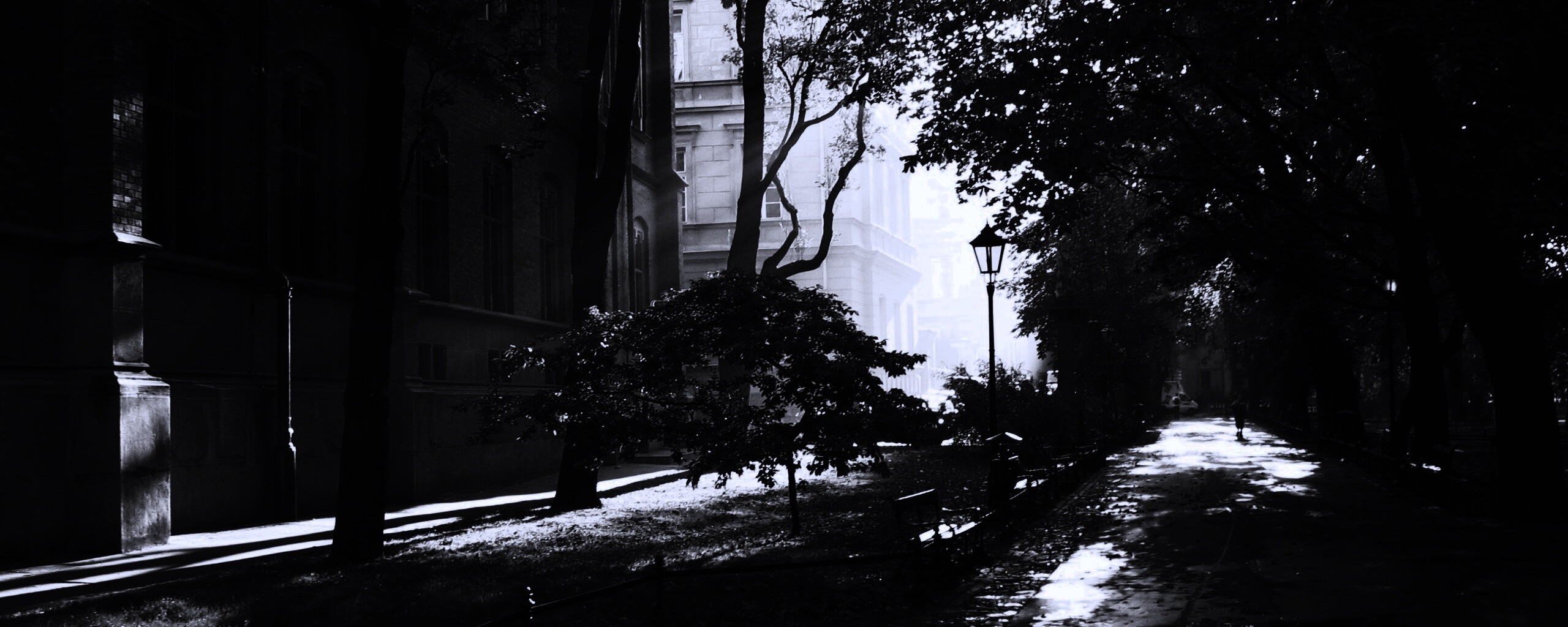 Аллея у здания обои