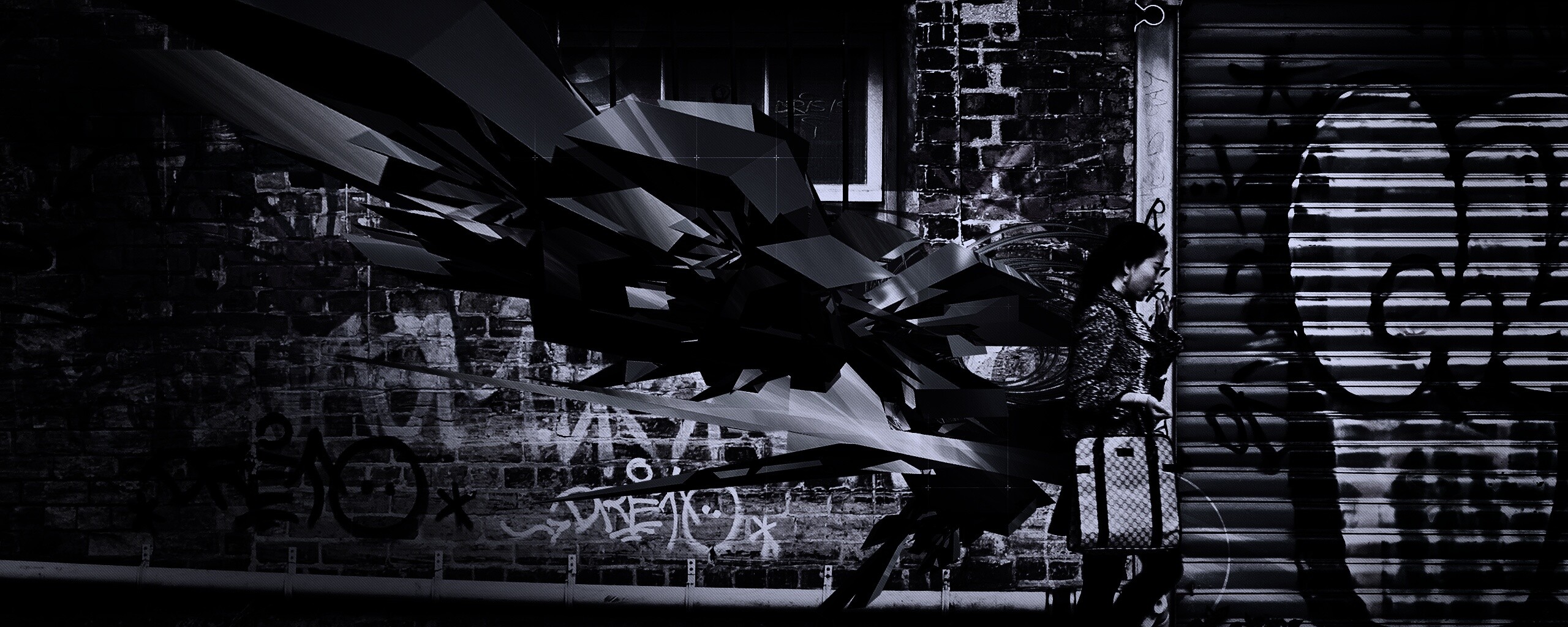 3D граффити на стене обои