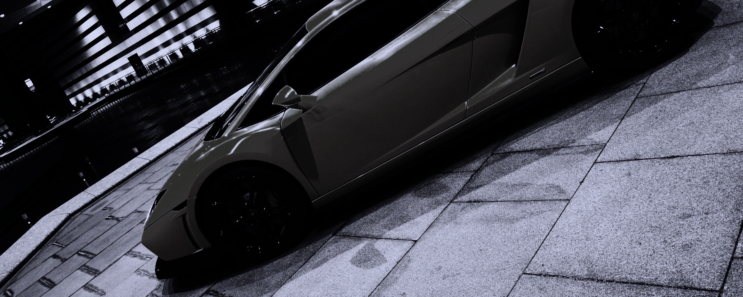 Желтая ламборджини в автосалоне обои