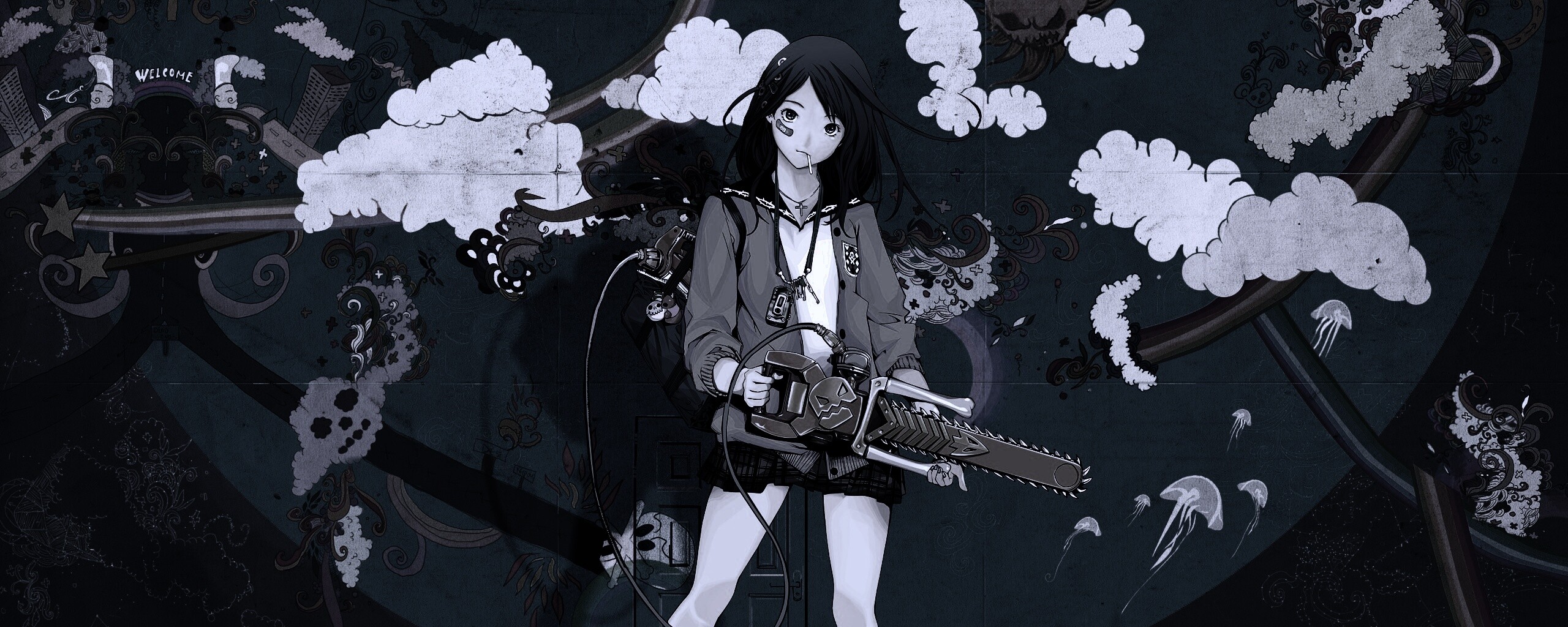 Девушка с бензопилой обои