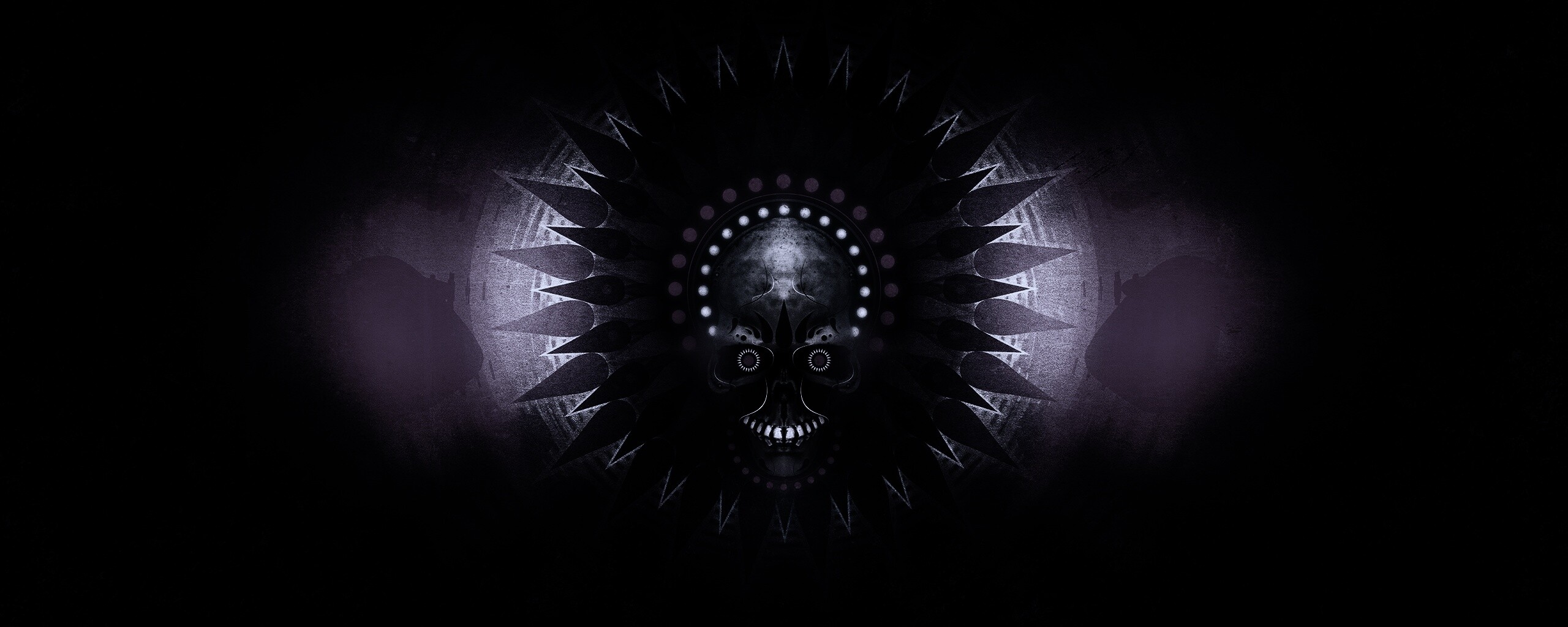 Неоновый череп обои