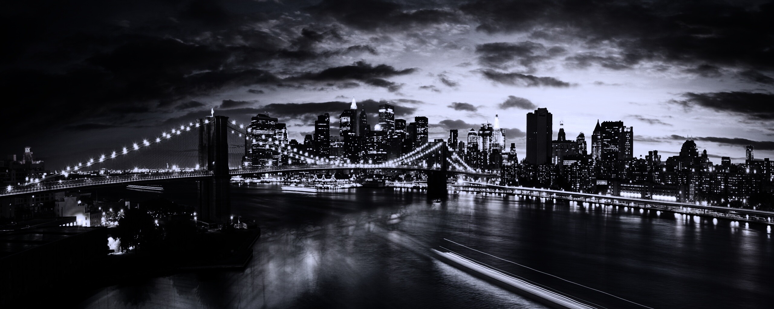 Мост в Нью-Йорке ночью обои