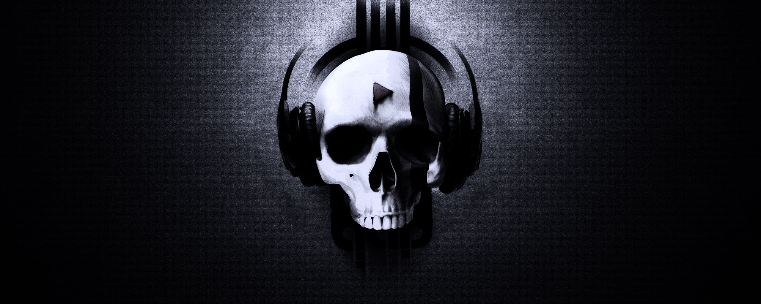 Череп в наушниках обои
