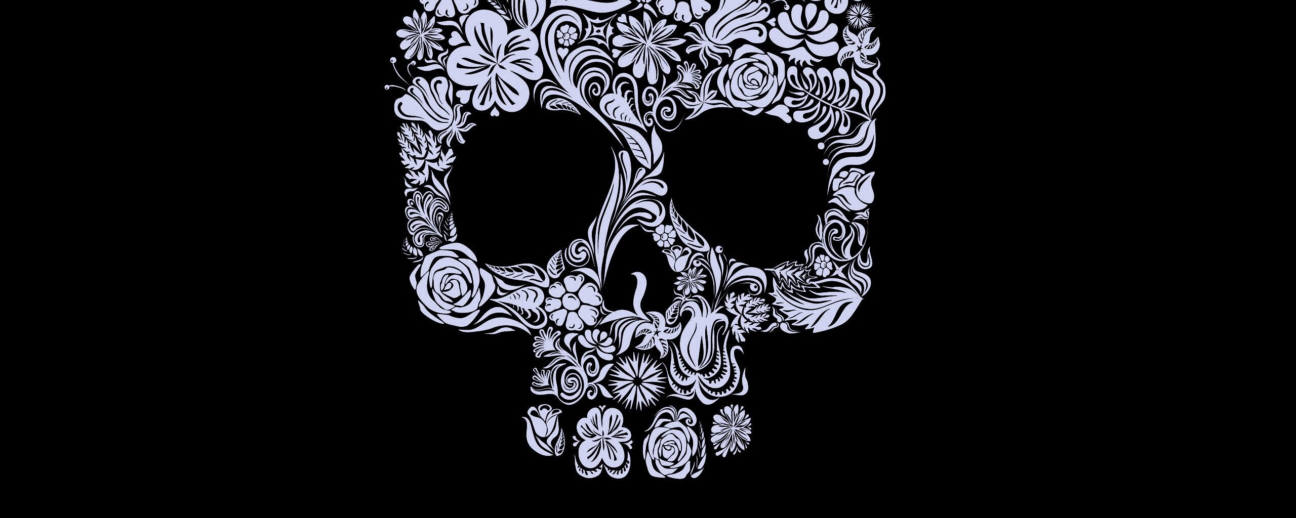 Череп из векторных цветов обои