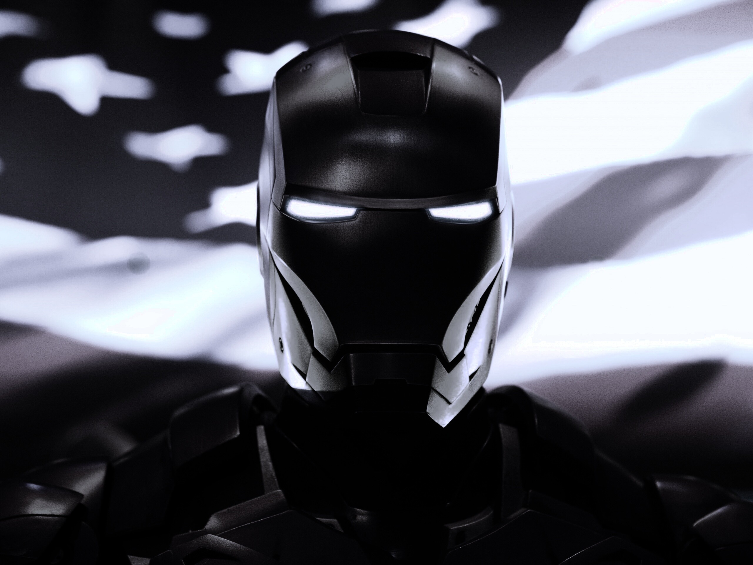 Железный человек на фоне американского флага обои