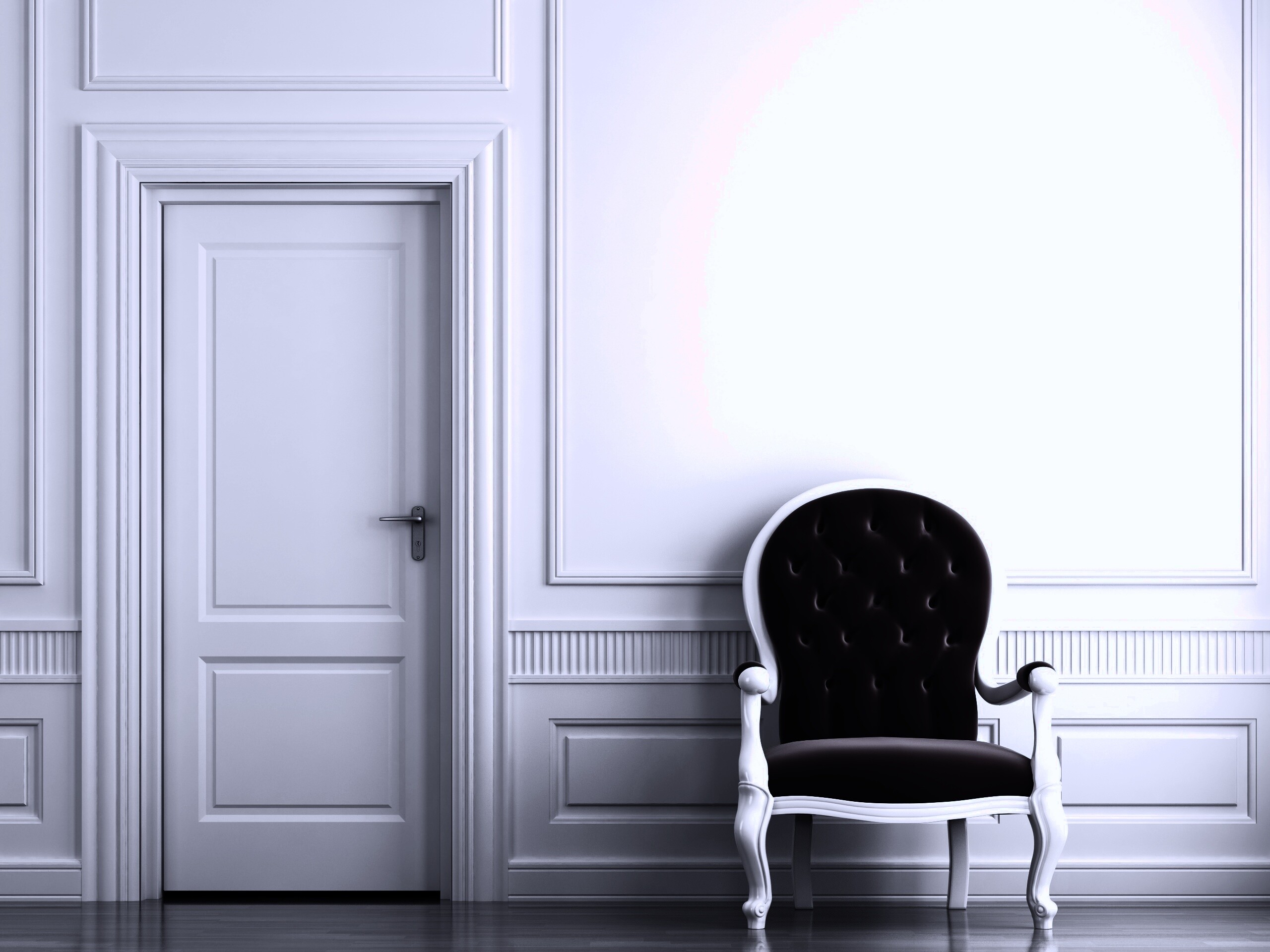 красное кресло в белой комнате обои